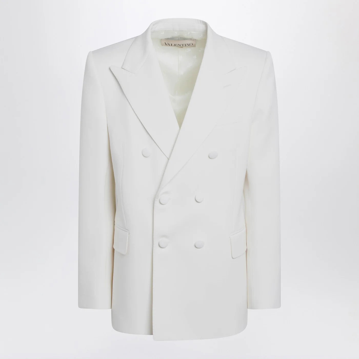 Valentino Milk-colored double-breasted jacket in wool