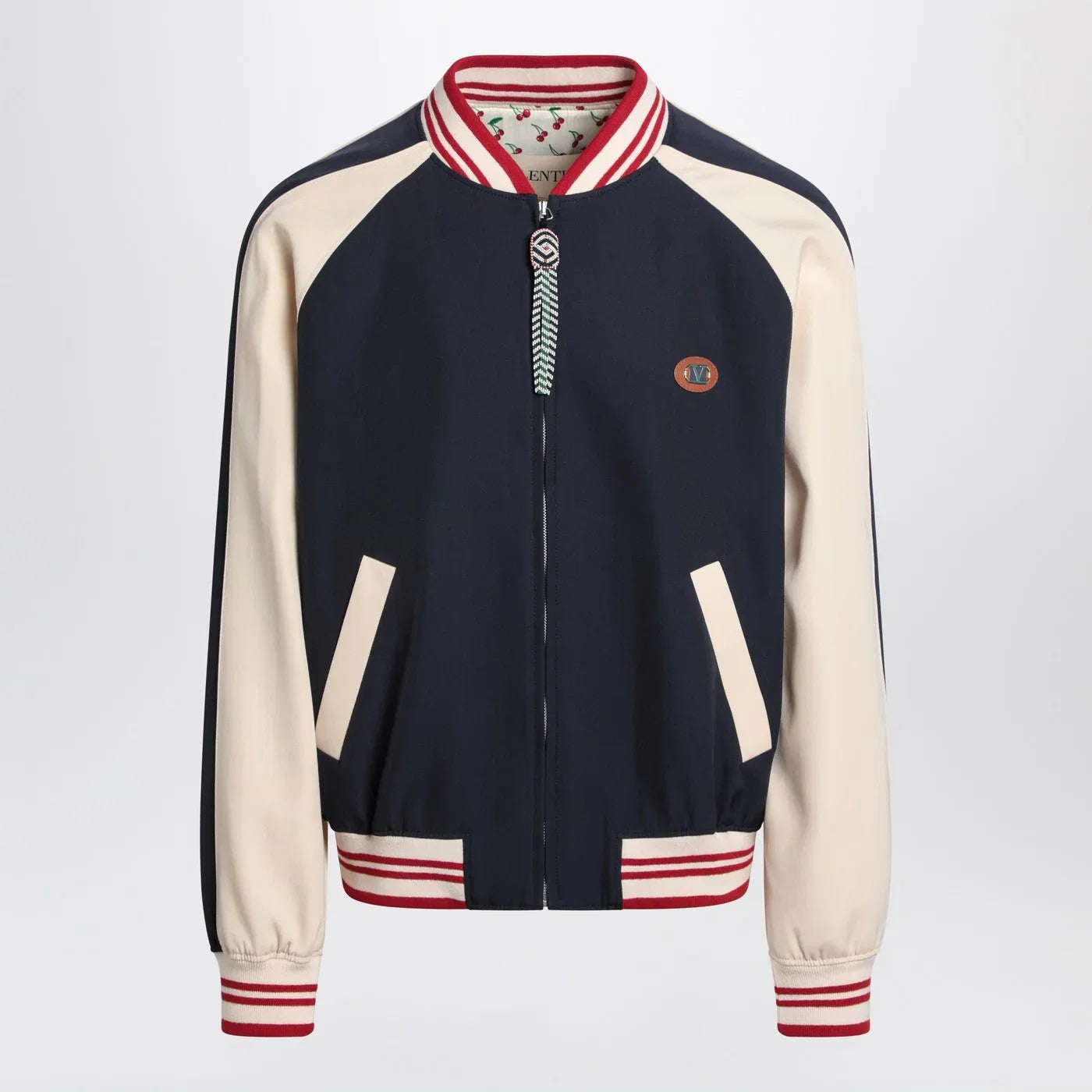 Valentino Blue/cream bomber with mixed wool VLogo
