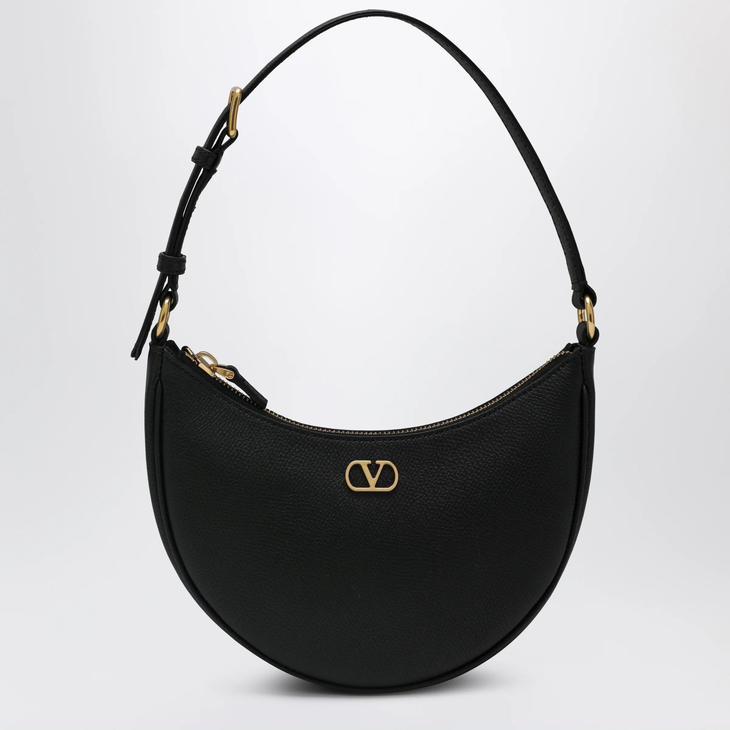 Valentino Garavani VLogo mini shoulder bag in hammered calfskin, black