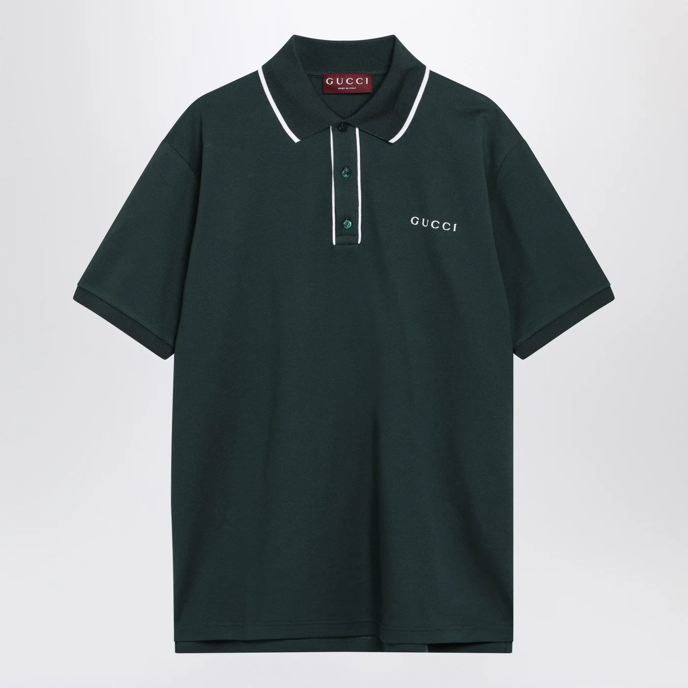 GUCCI Petrol-green cotton piqué polo shirt