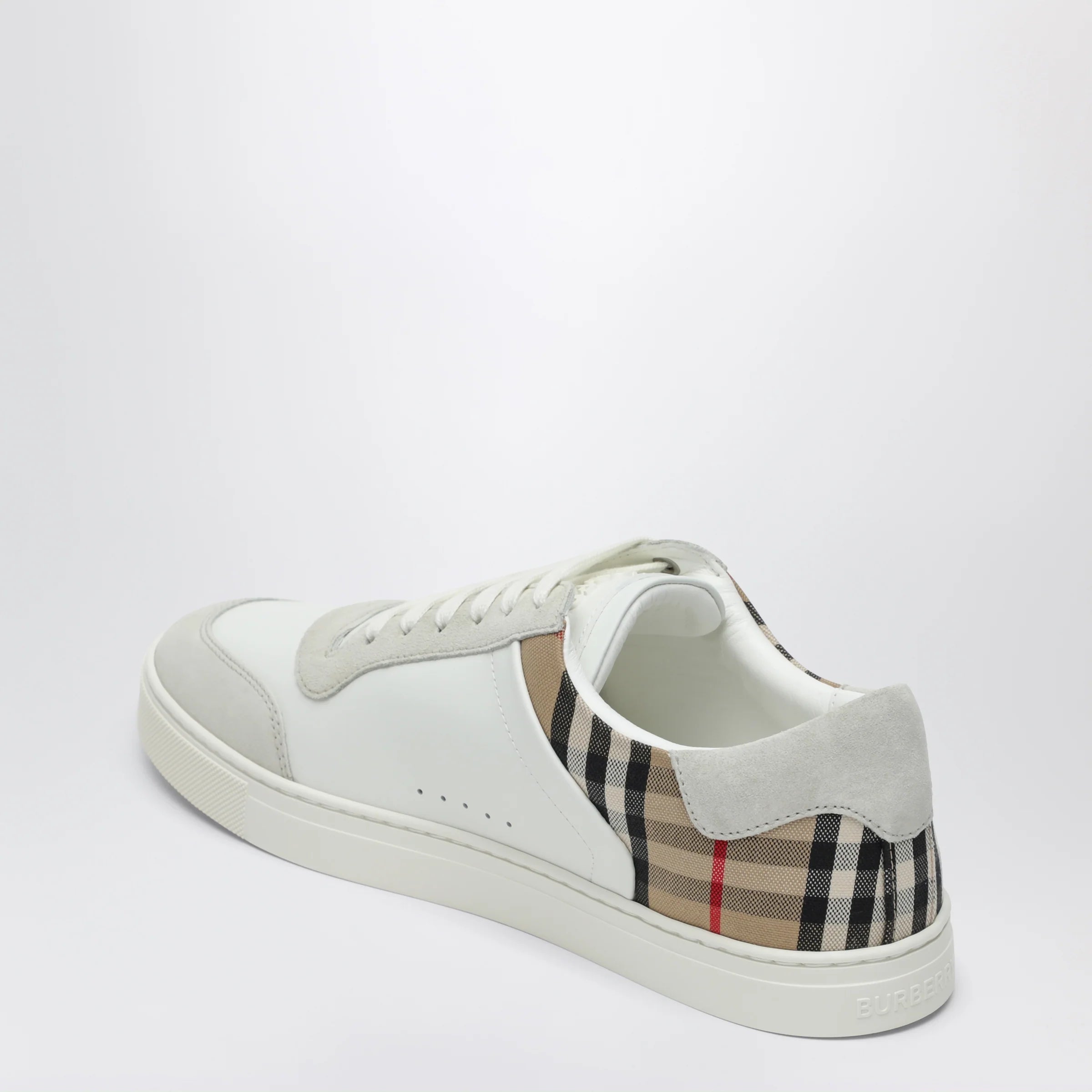 Burberry White and Check leather sneakers