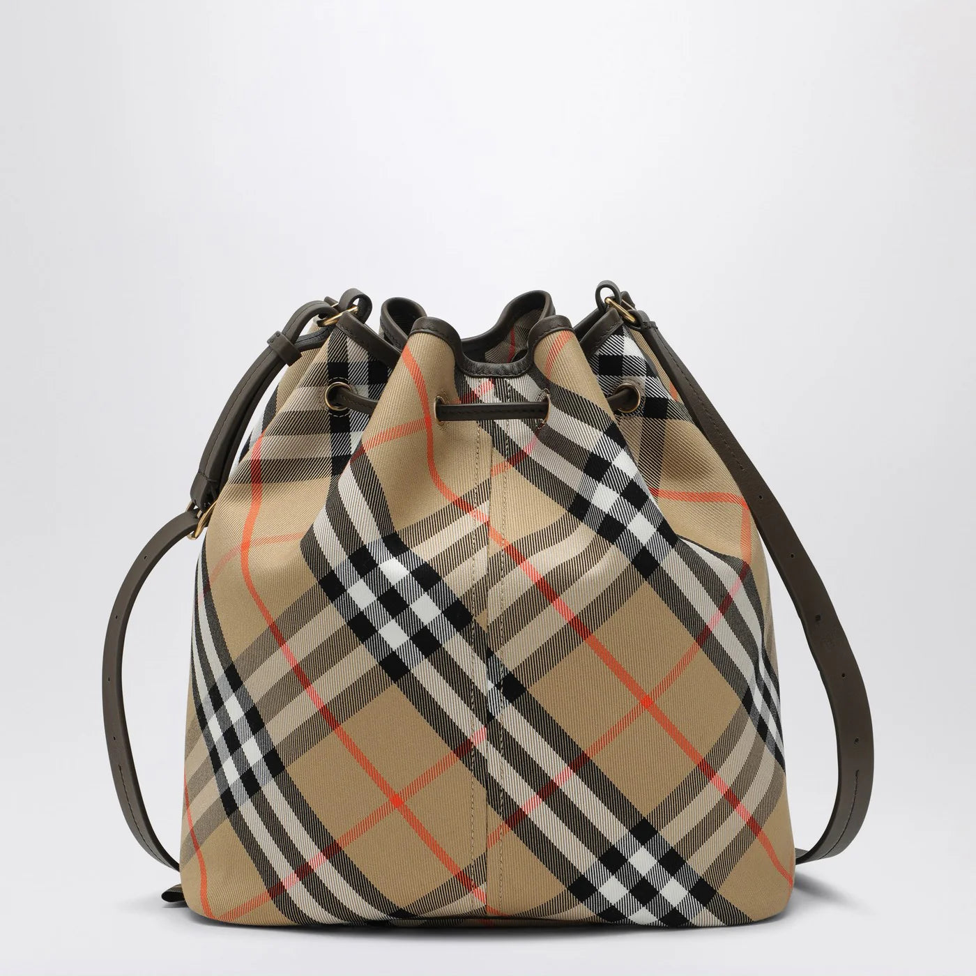 Burberry Medium beige bucket bag with Check pattern