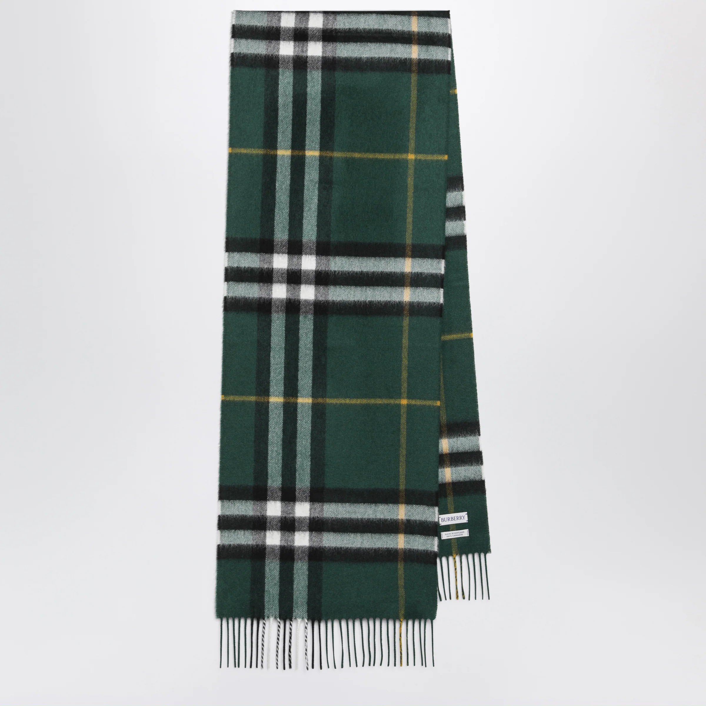 Burberry Cashmere Check scarf in dark fern green