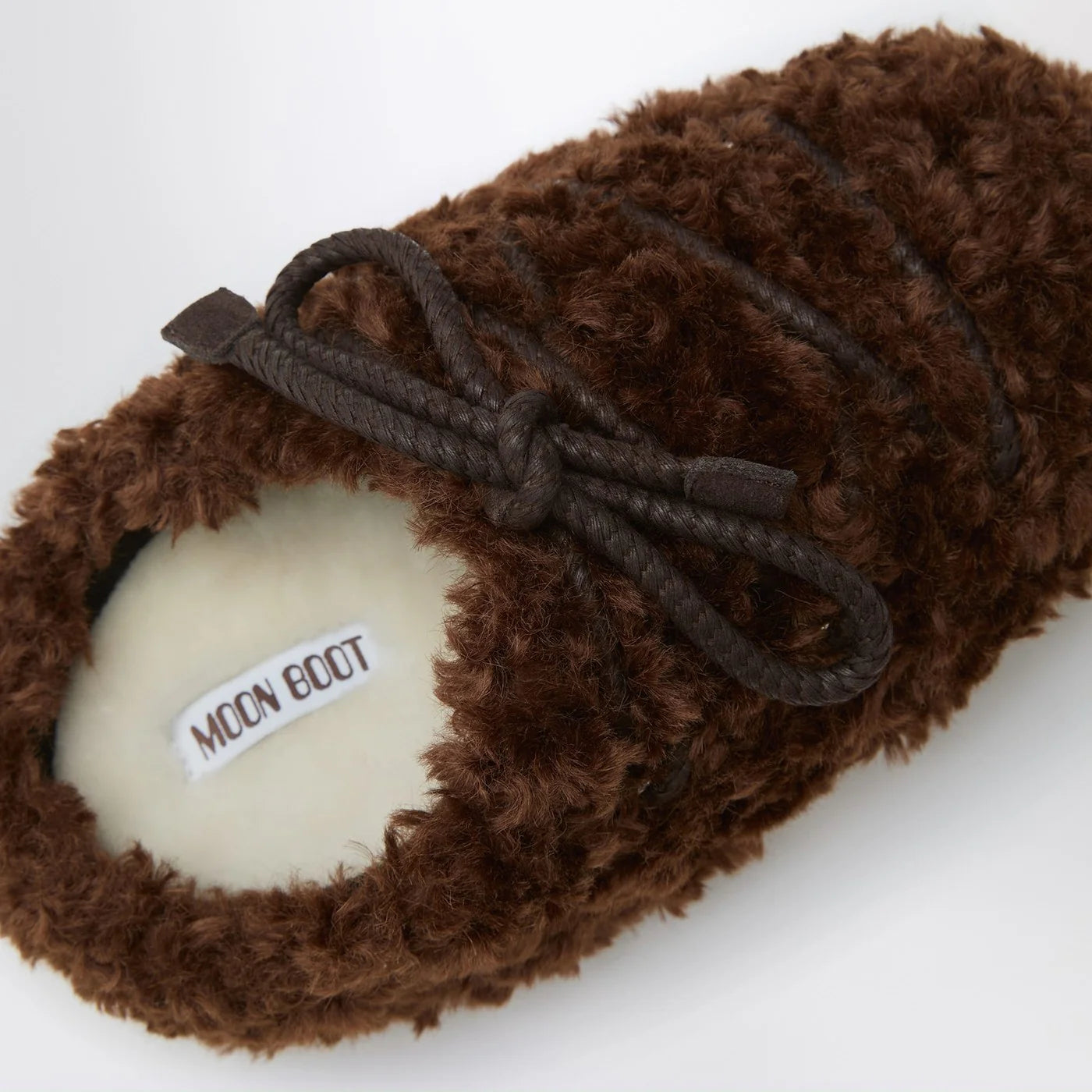 Moon Boot Dark brown curly shearling mules