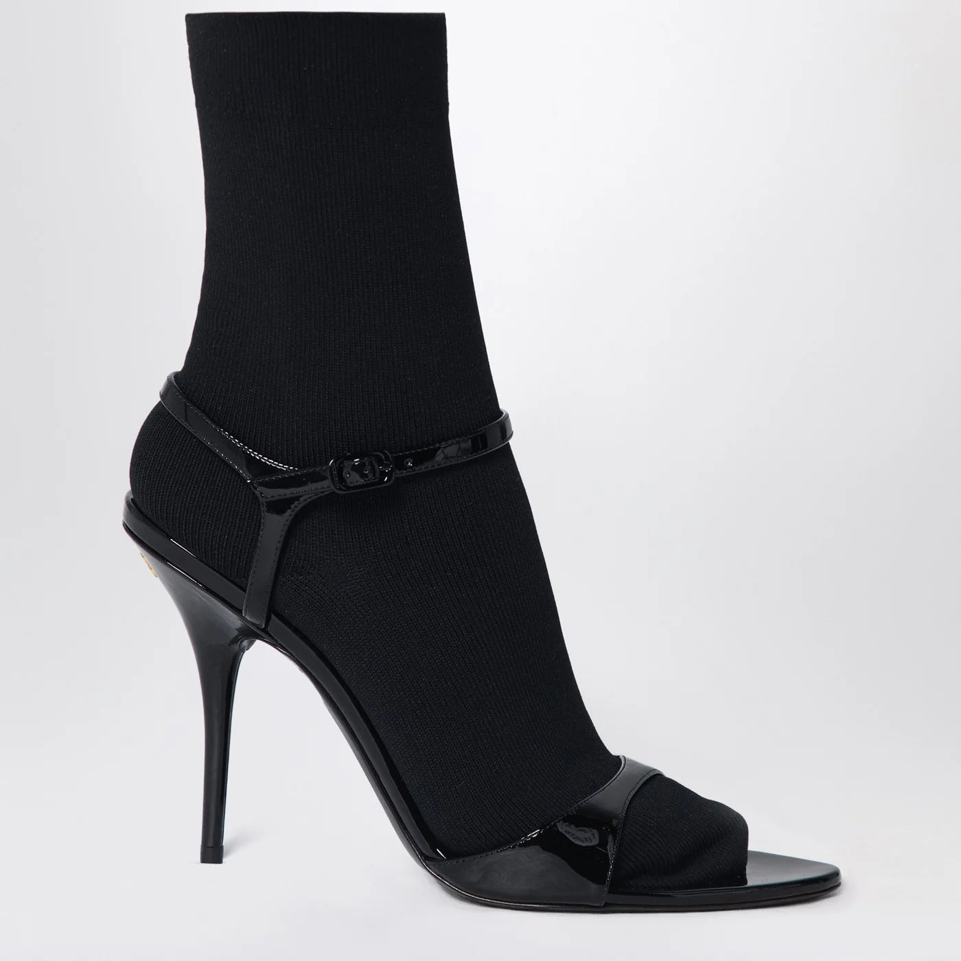Balenciaga Avenue Sock black sandal in patent leather and mesh