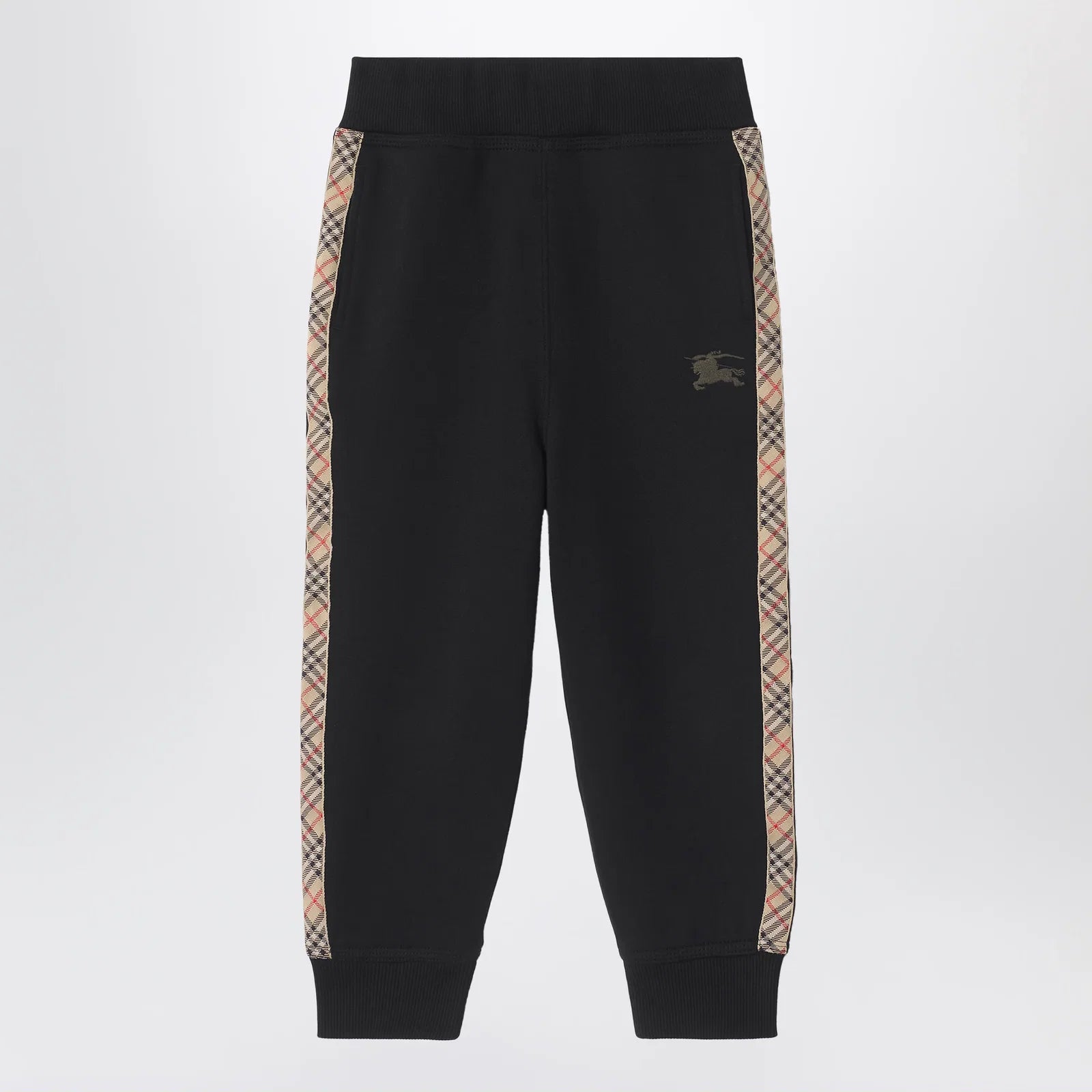 Burberry Black jogging trousers with Check motif detail