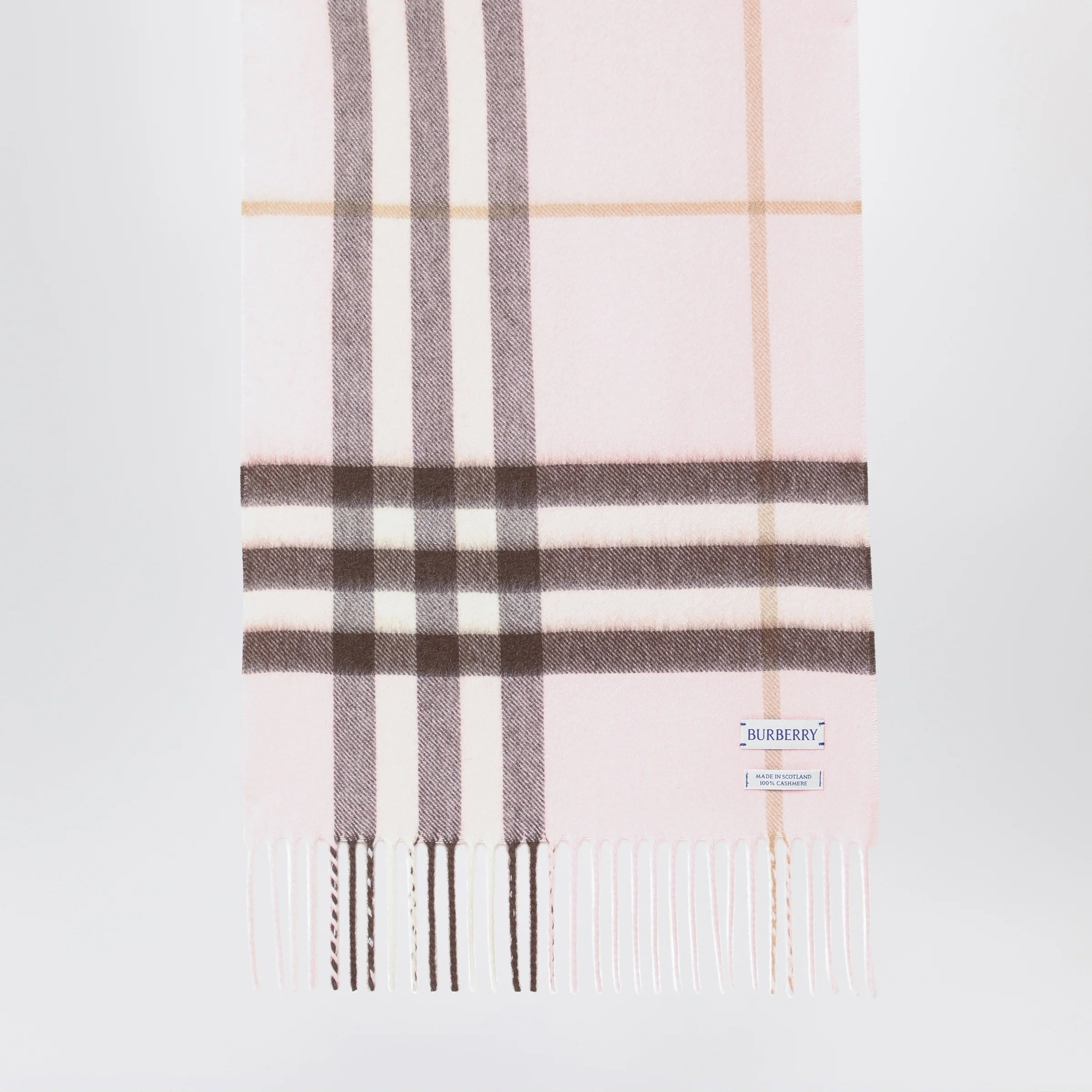 Burberry Pink cashmere scarf with a checked pattern