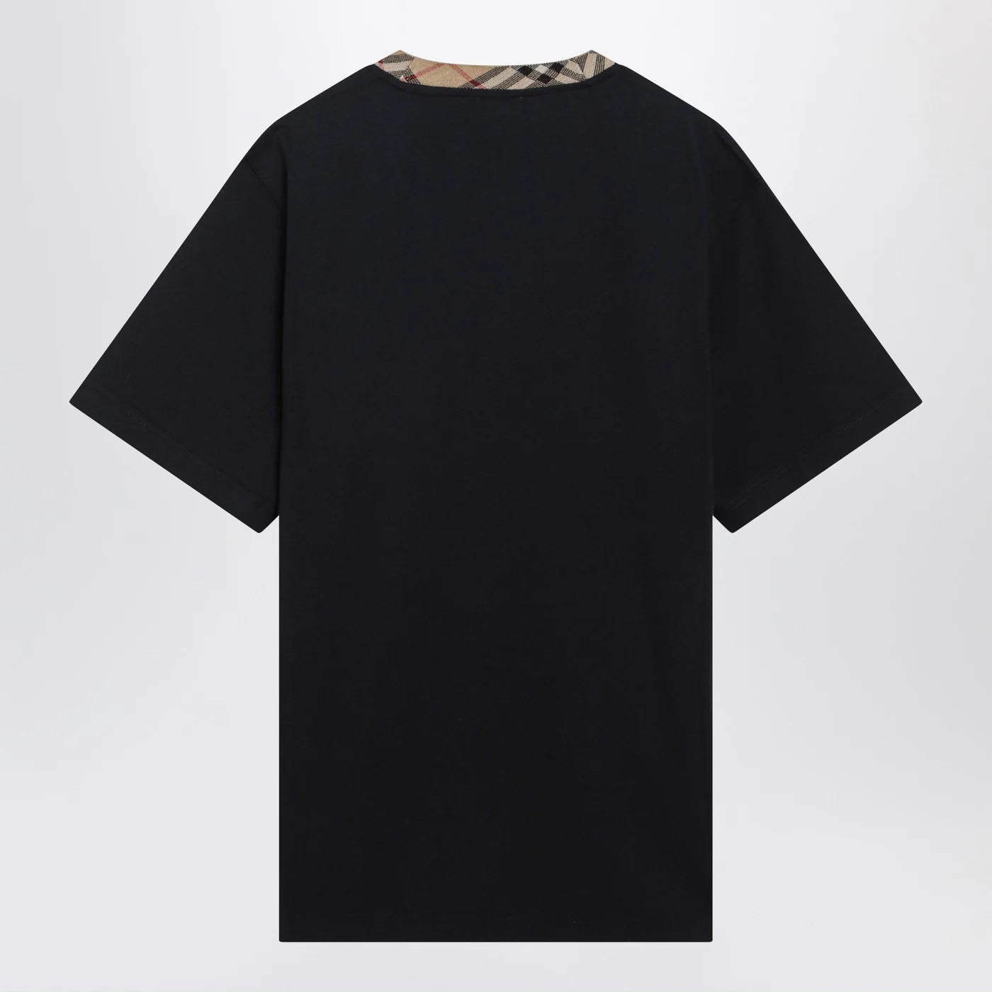 Burberry Navy T-shirt with Check trims