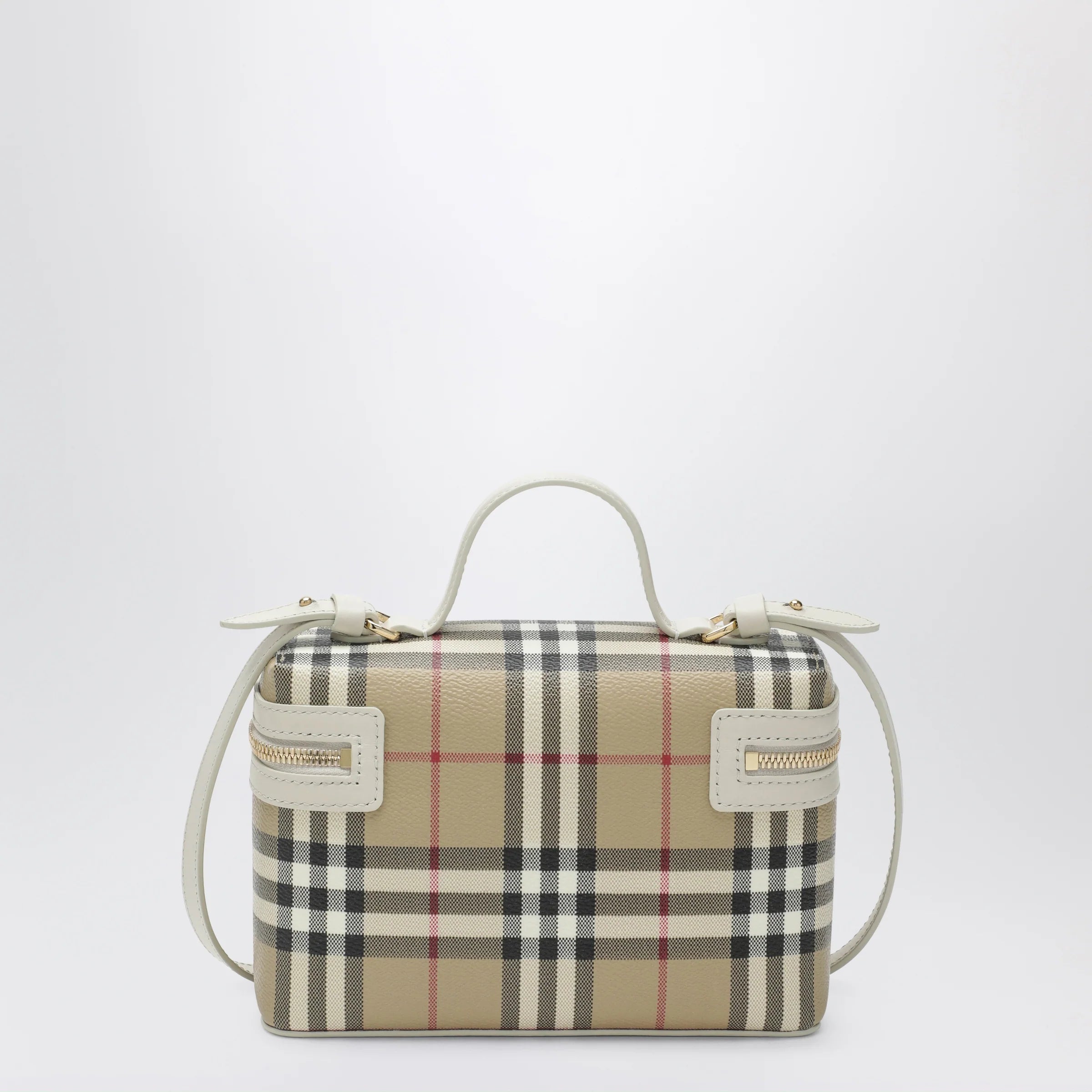 Burberry Vanity Check vanity bag in cotton blend, beige