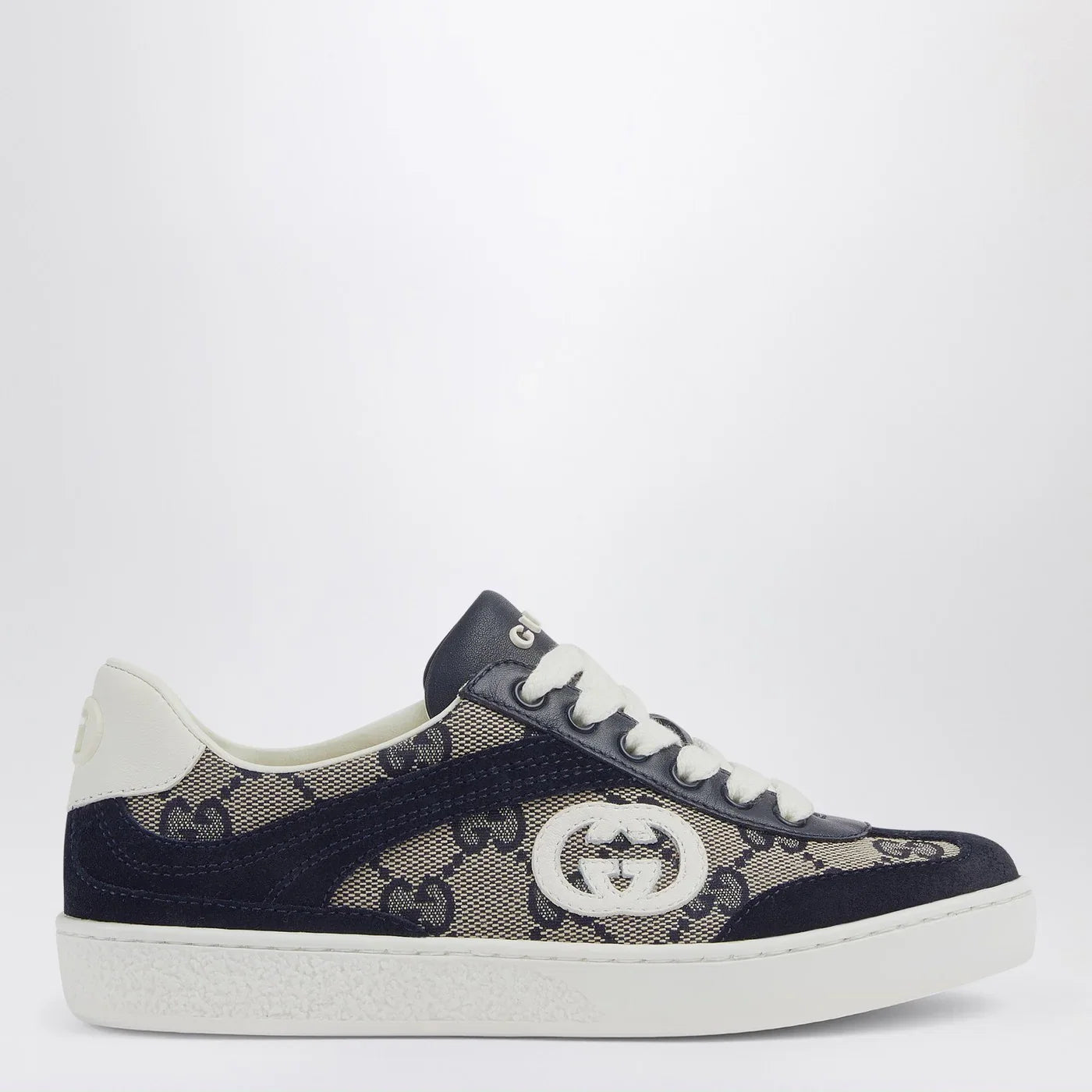 GUCCI G74 Sneakers in beige and blue GG fabric