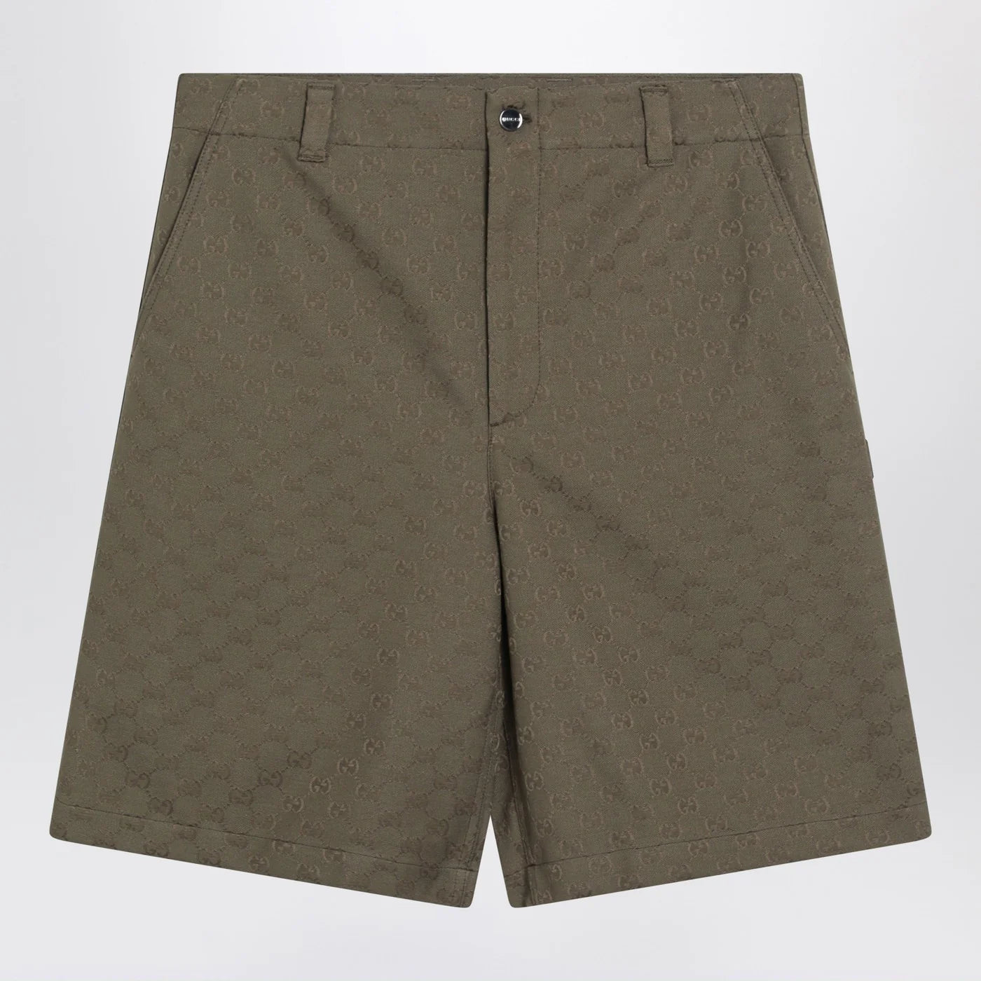 GUCCI Forest green Bermuda shorts in GG fabric