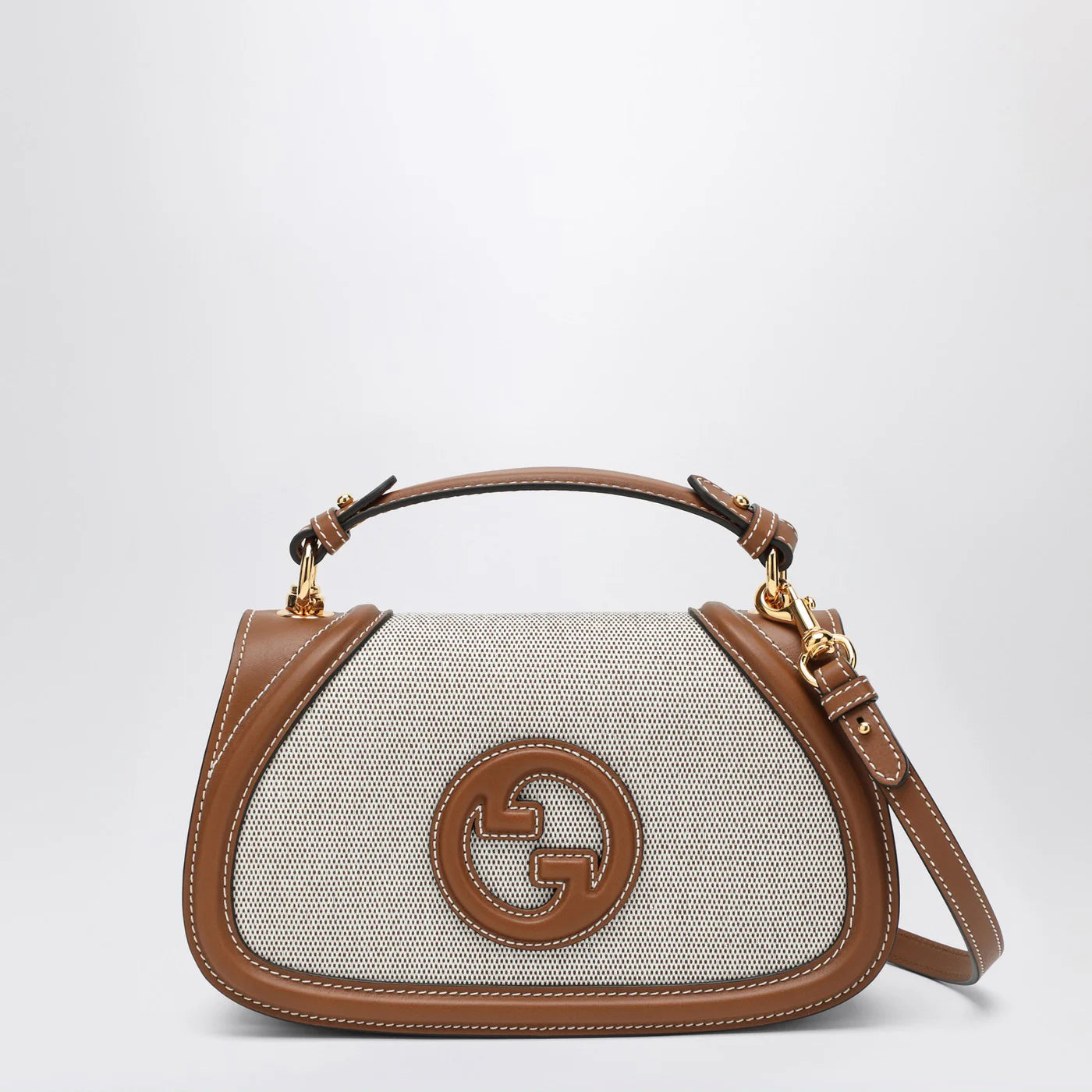 GUCCI Blondie medium minus bag in fabric and brown leather