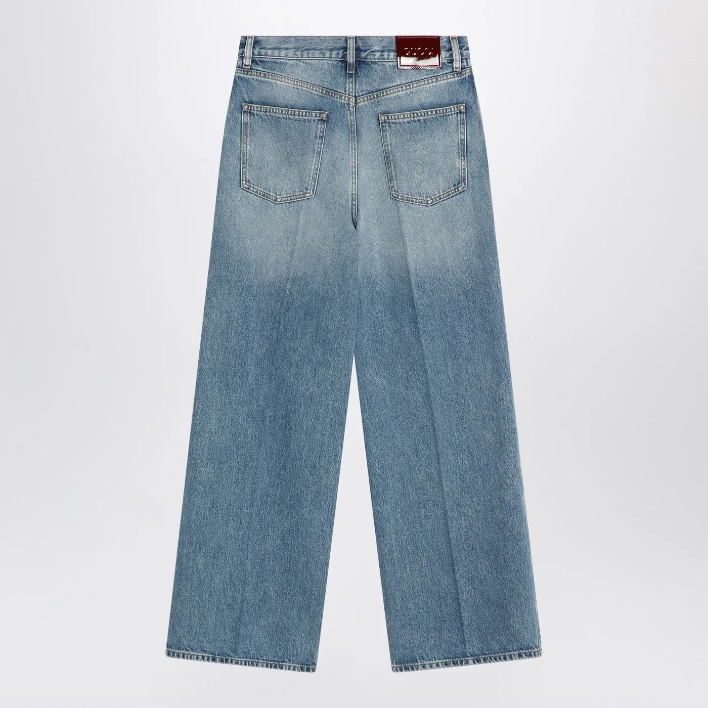 GUCCI Wide light blue jeans with faded effect