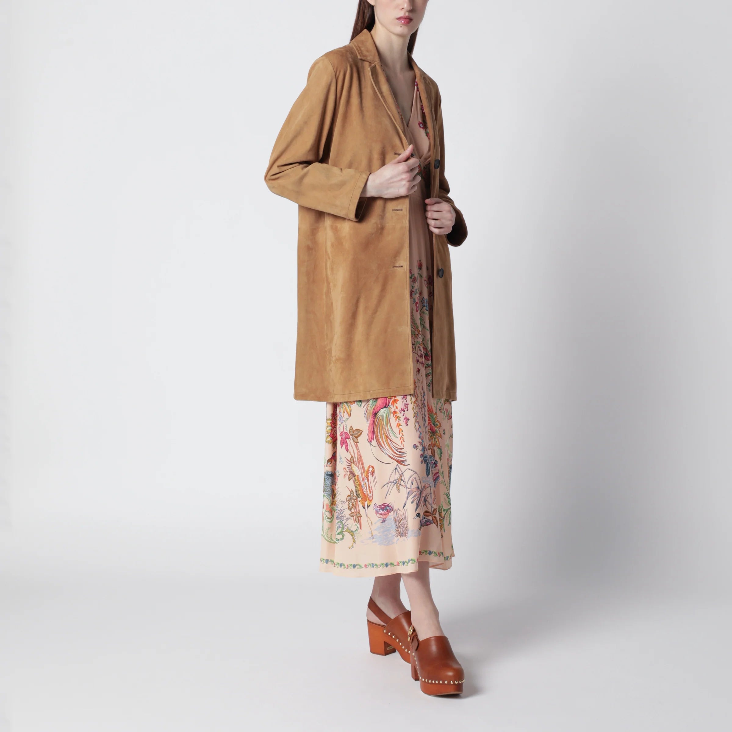 Sword 6644 Brown long suede leather jacket
