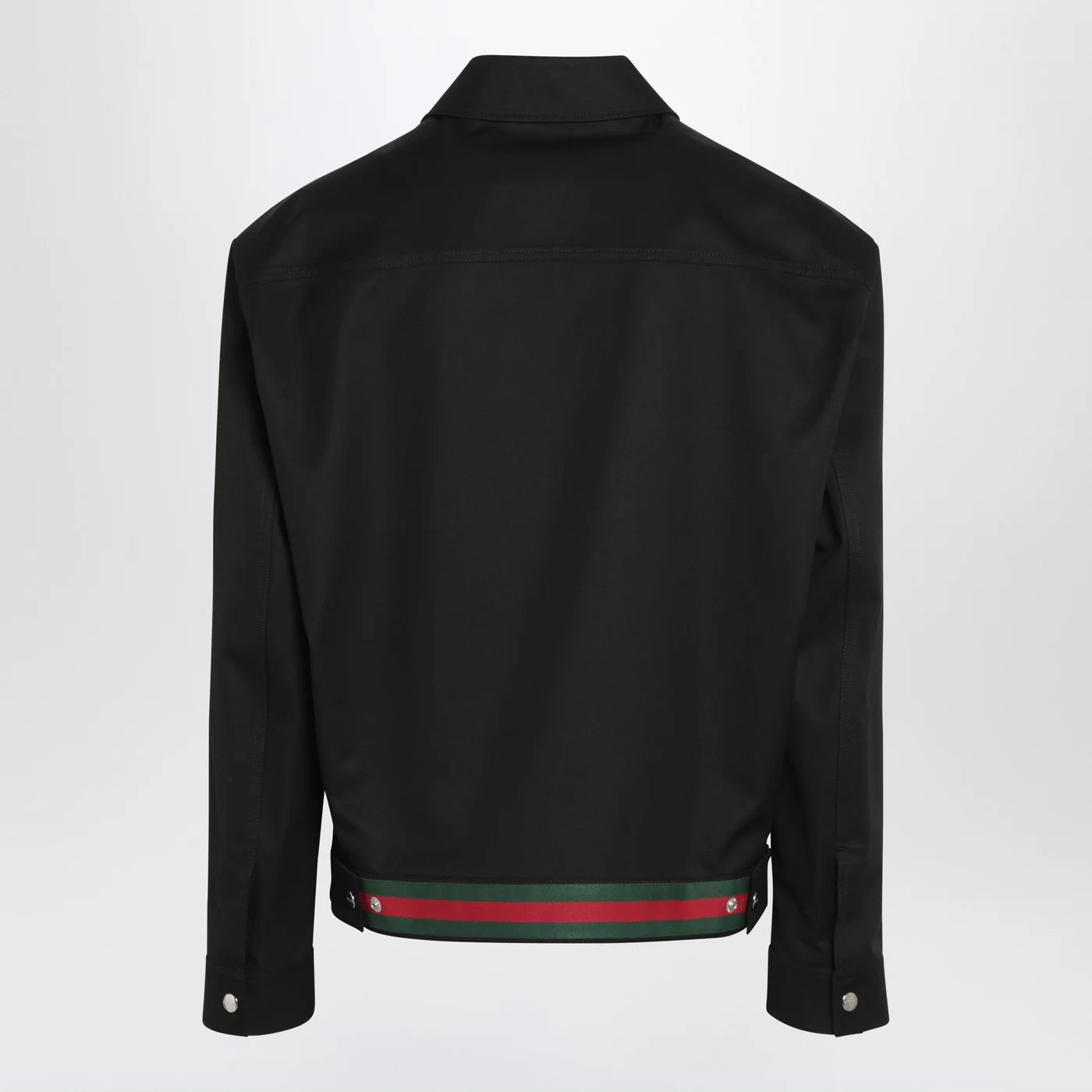 GUCCI Black cotton twill jacket with Web detail