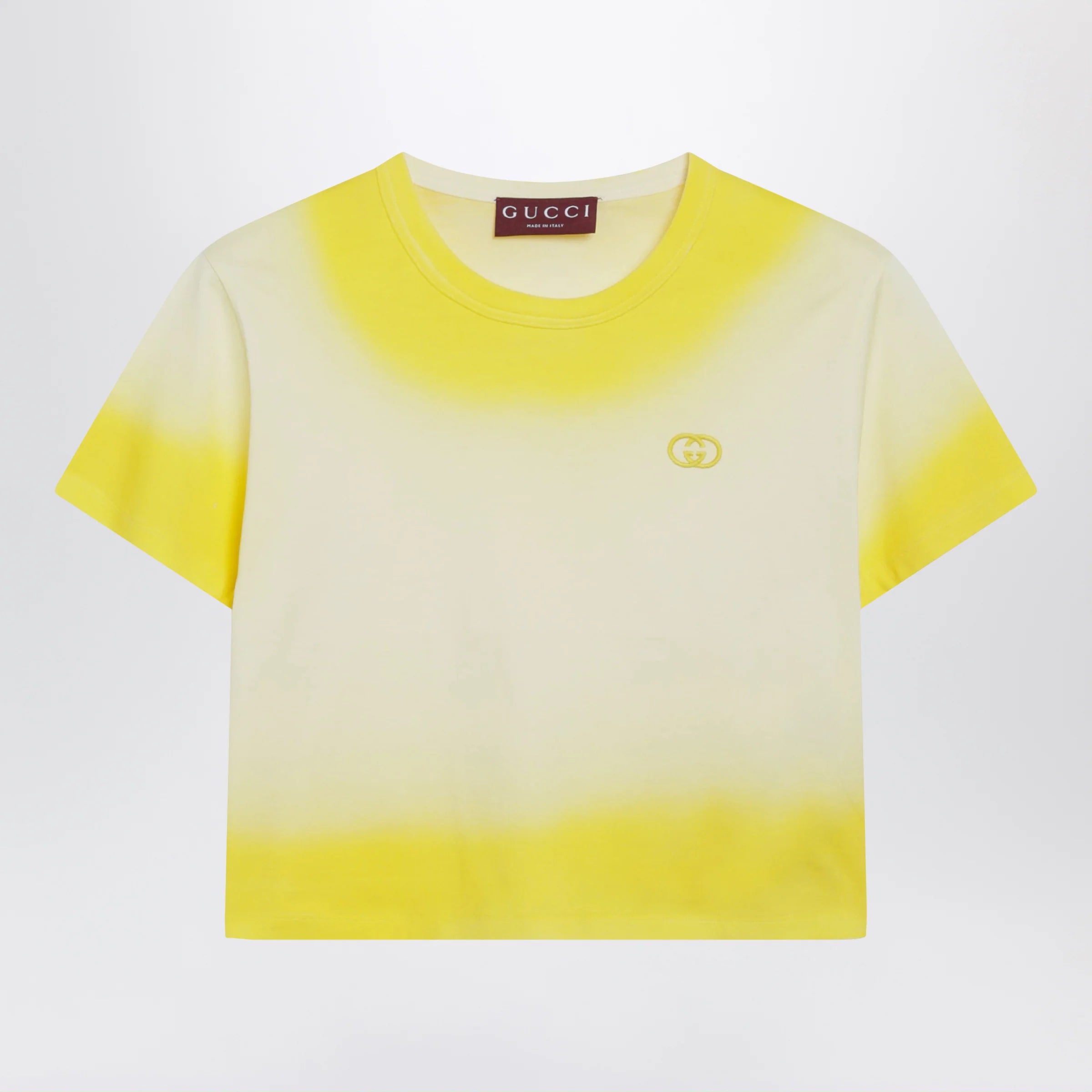 GUCCI Yellow cropped T-shirt with gradient effect