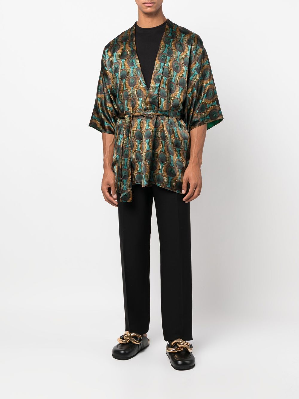 Ozwald Boateng Printed silk short kimono