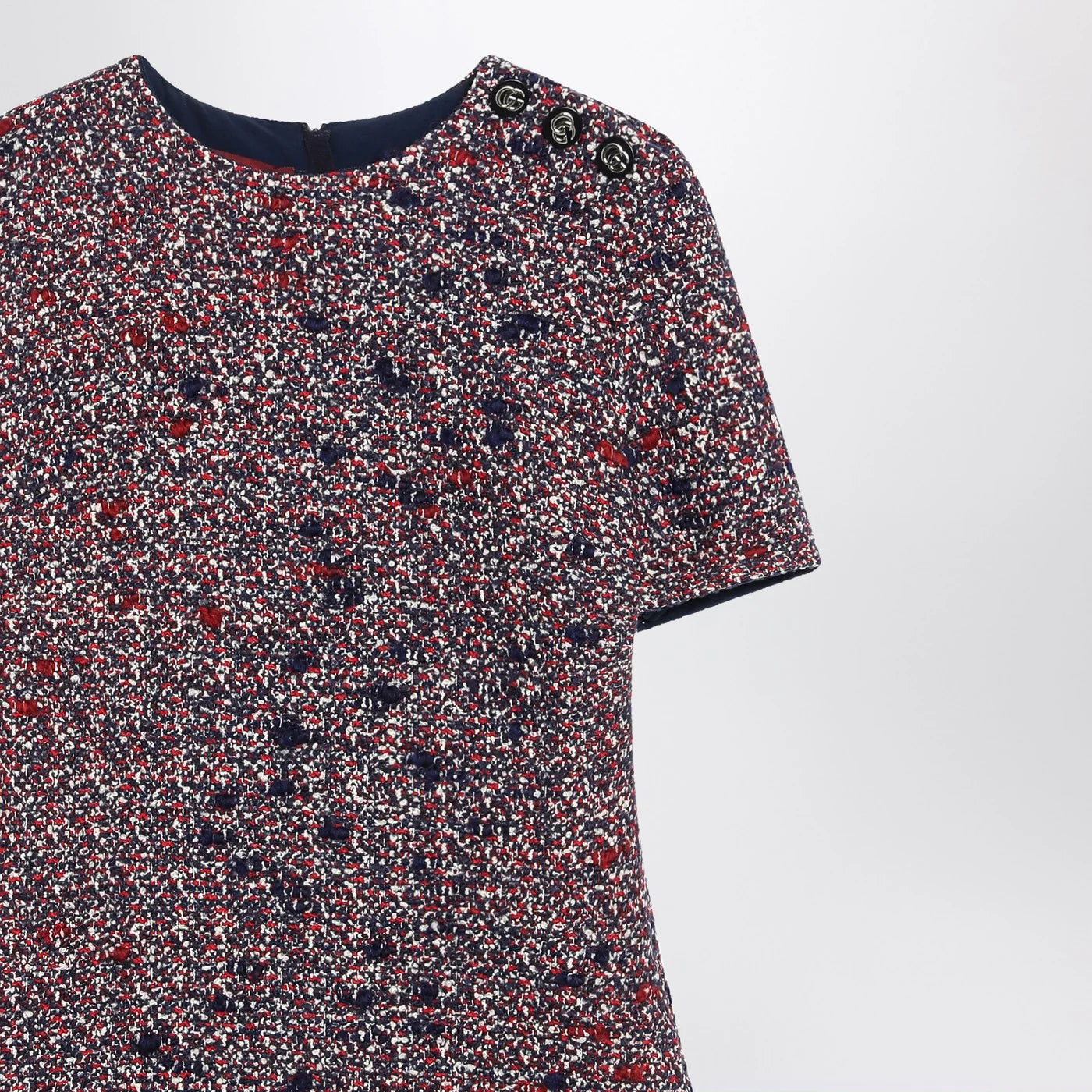 GUCCI Blue and red bouclé wool dress