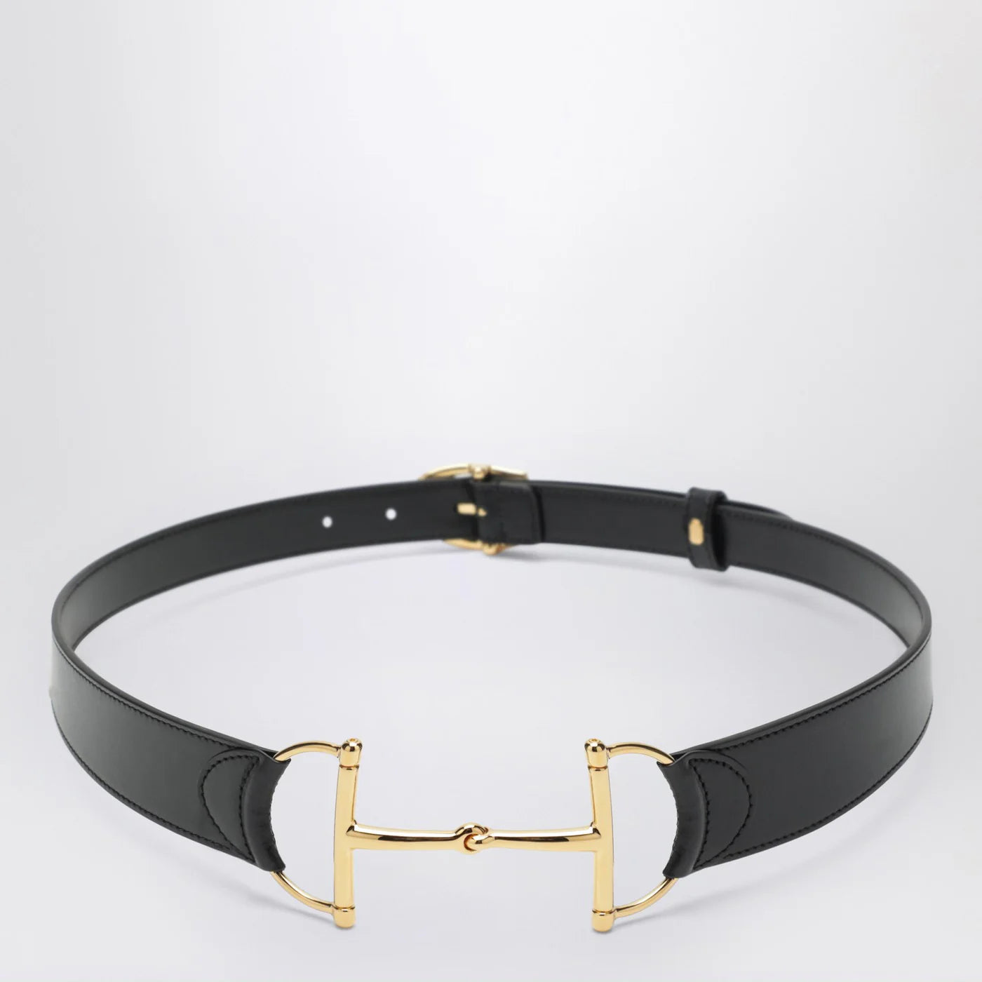 GUCCI Black belt with oversized Horsebit buckle