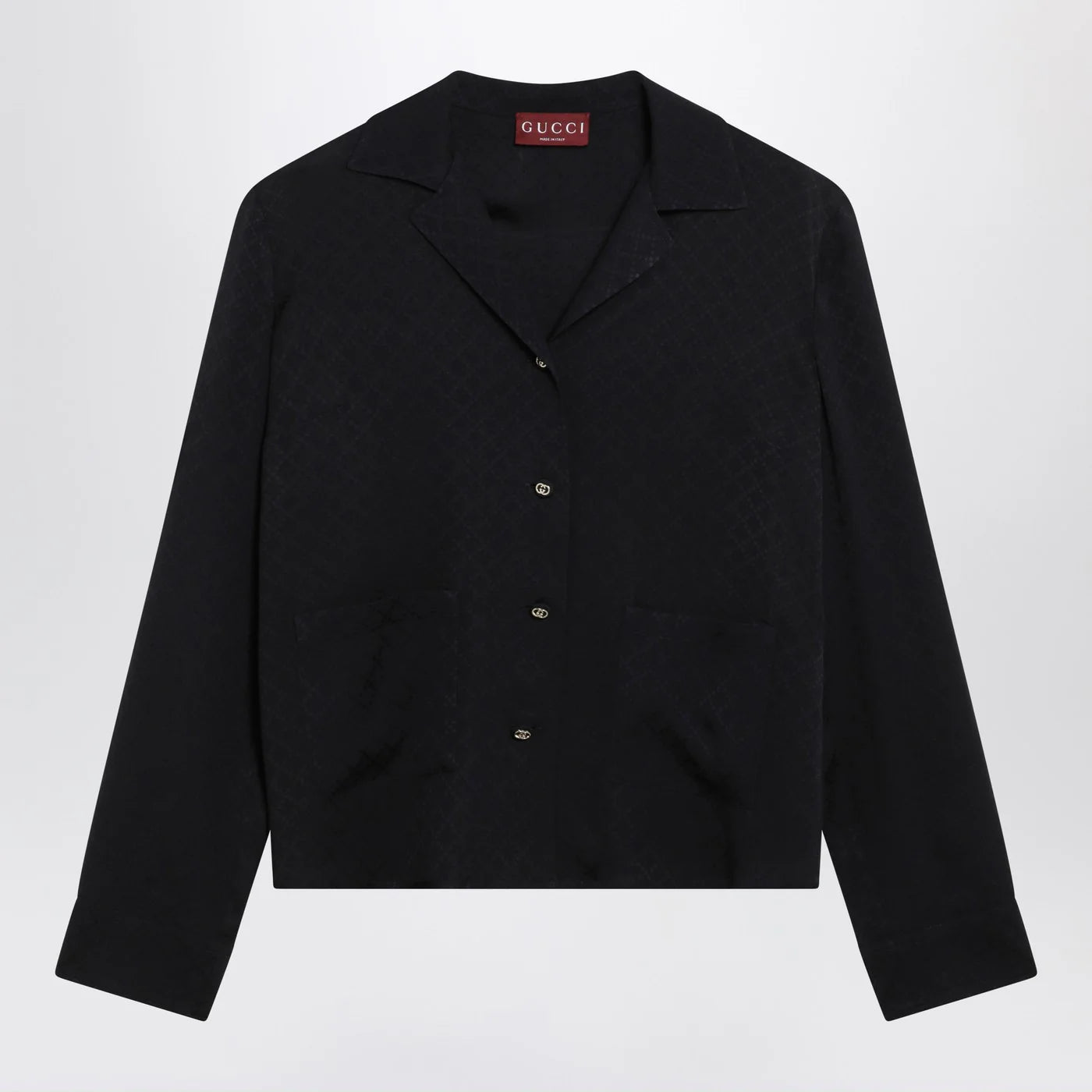 GUCCI Blue jacquard silk-blend shirt