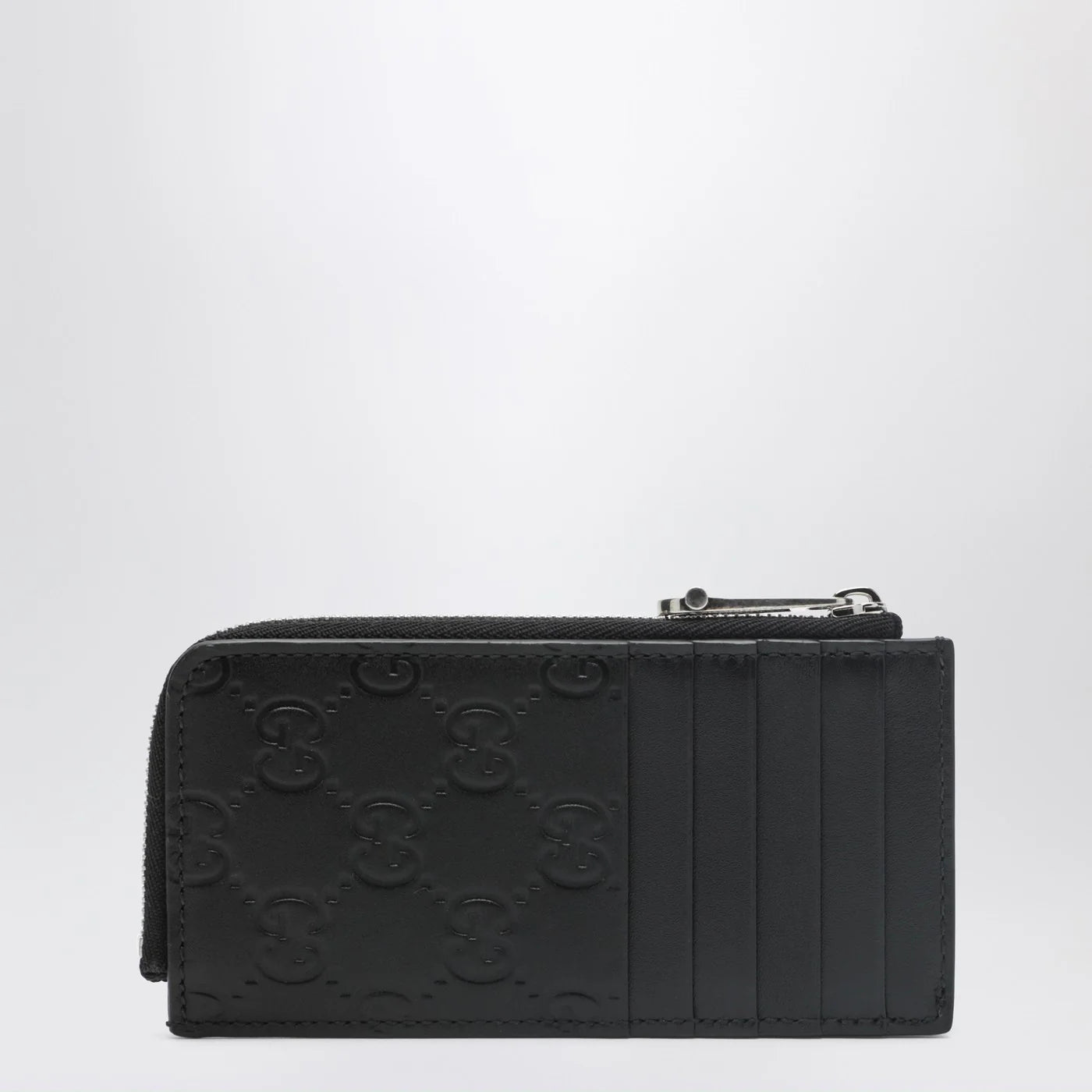 GUCCI Black GG Emblem zip card holder
