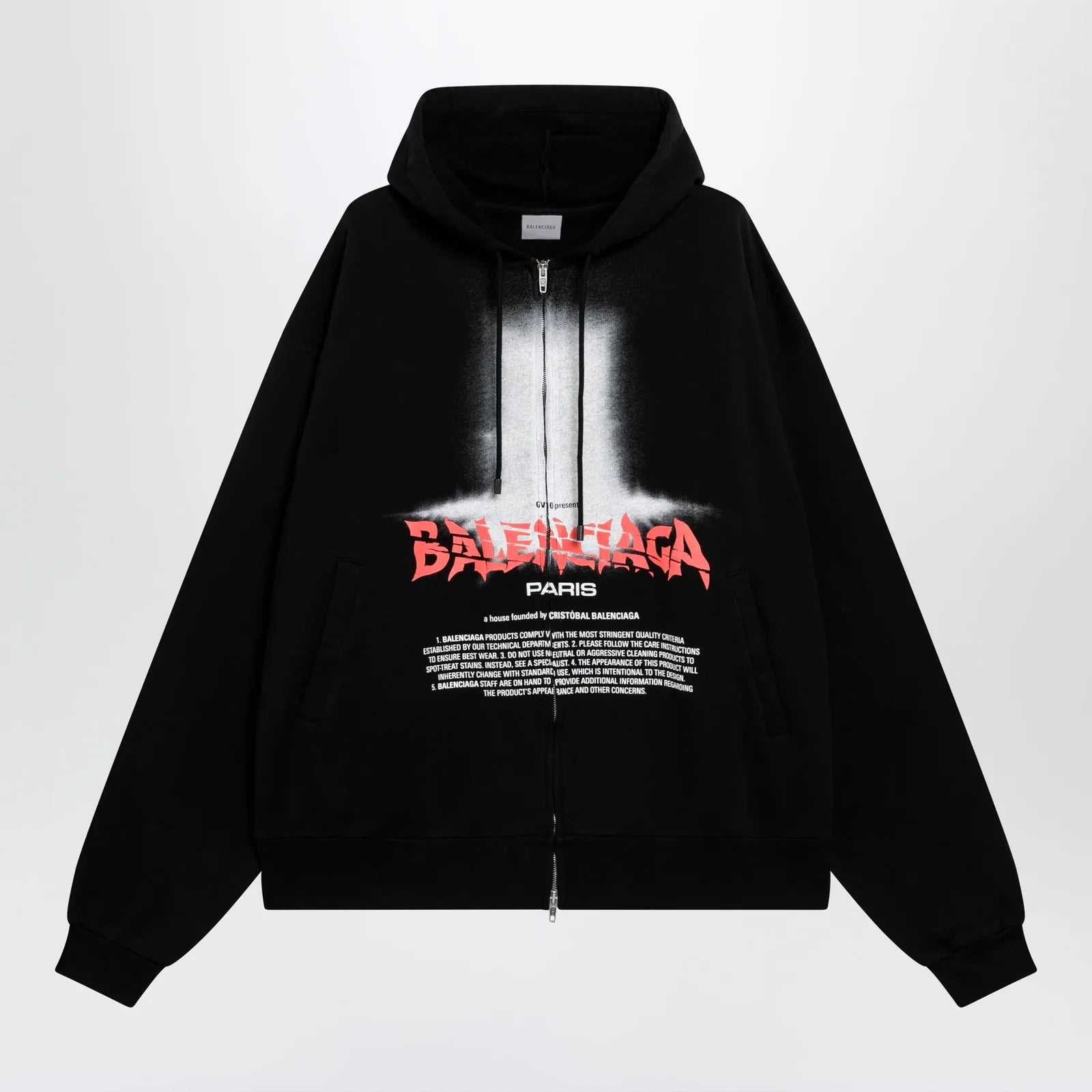Balenciaga Oversized zip hoodie in black cotton