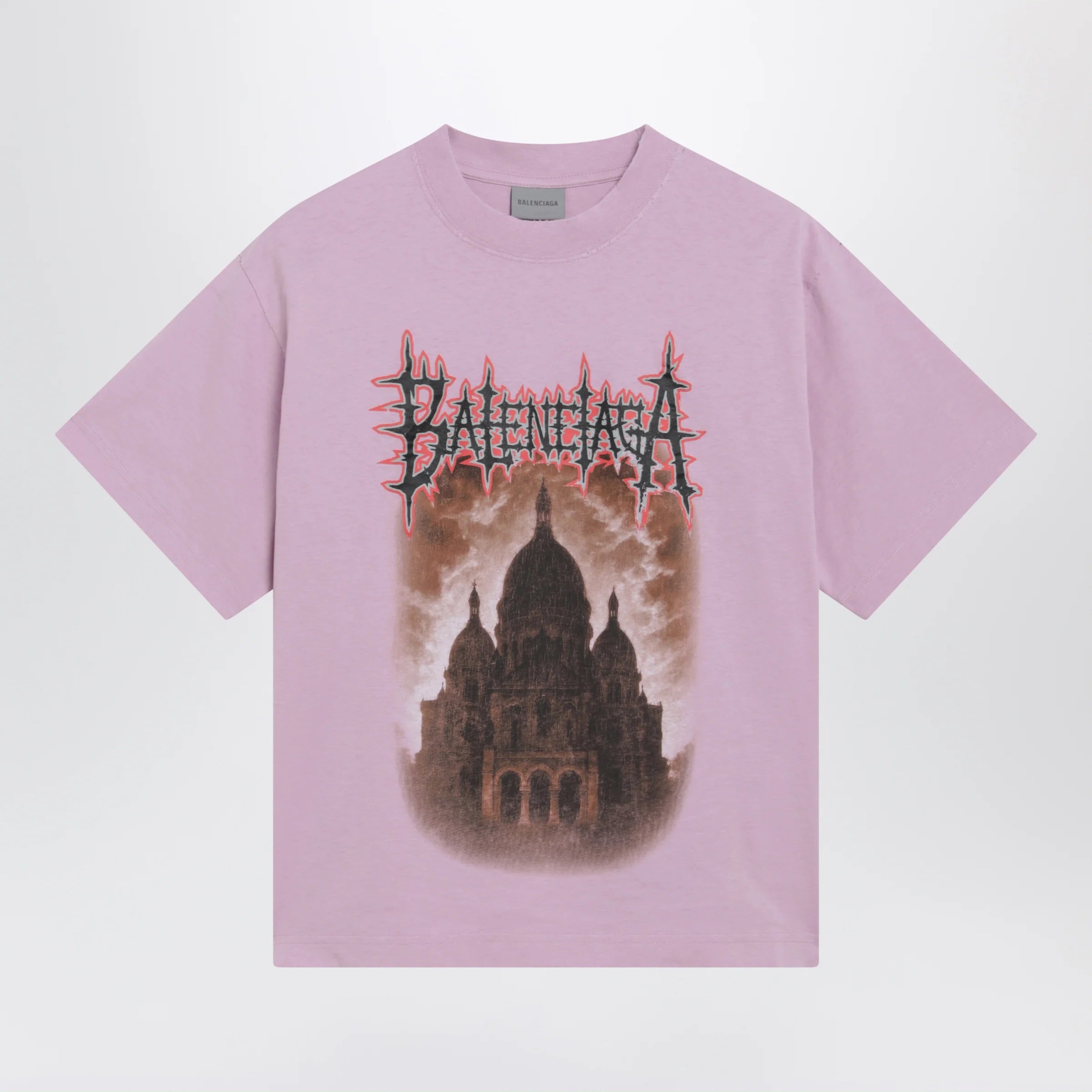 Balenciaga Women's Sacré Cœur T-shirt in jersey, old pink