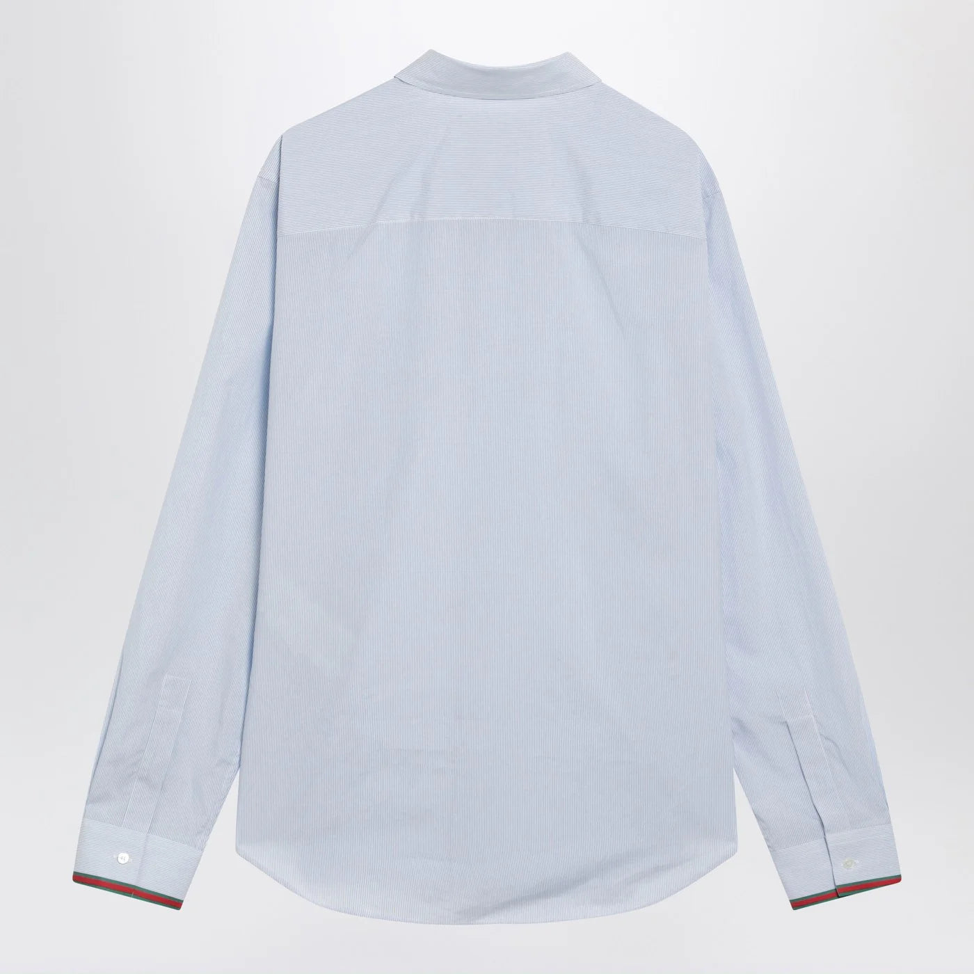 GUCCI Light blue striped shirt with Web detail