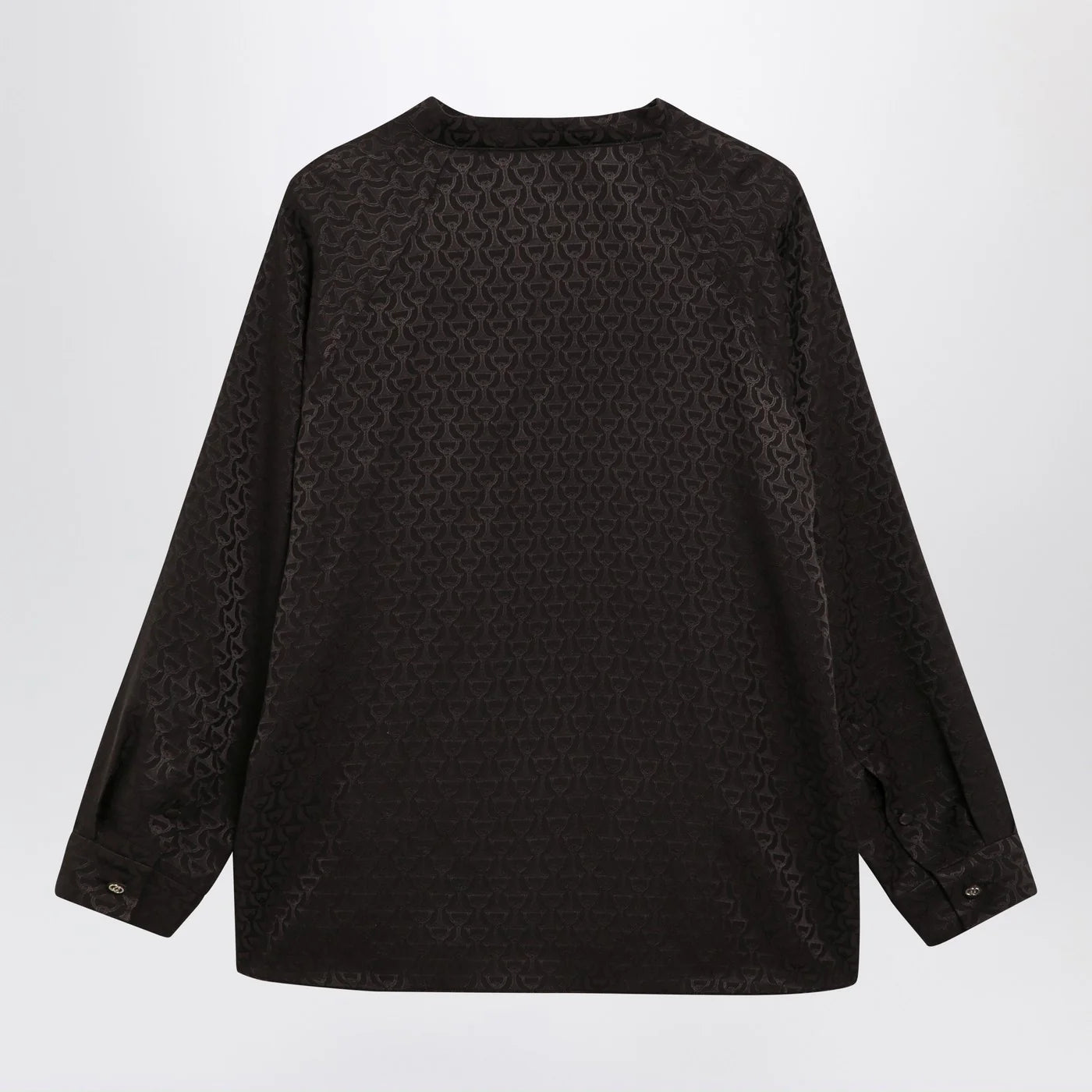 GUCCI Brown jacquard silk shirt with clamps