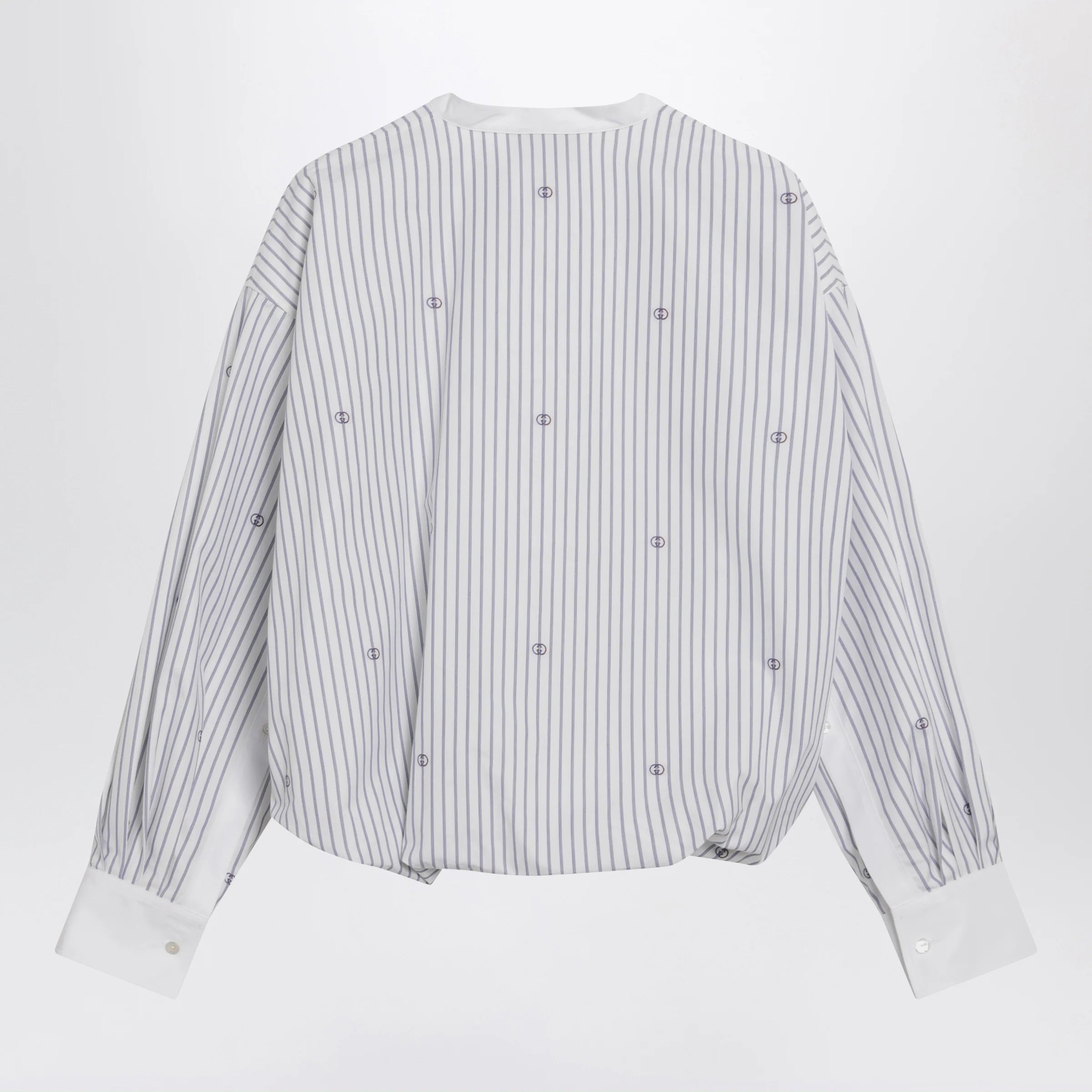 GUCCI Purple striped cotton blouse with GG embroidery