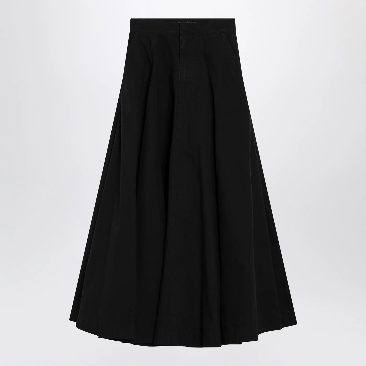 Balenciaga Black cotton ripstop Godet maxi skirt