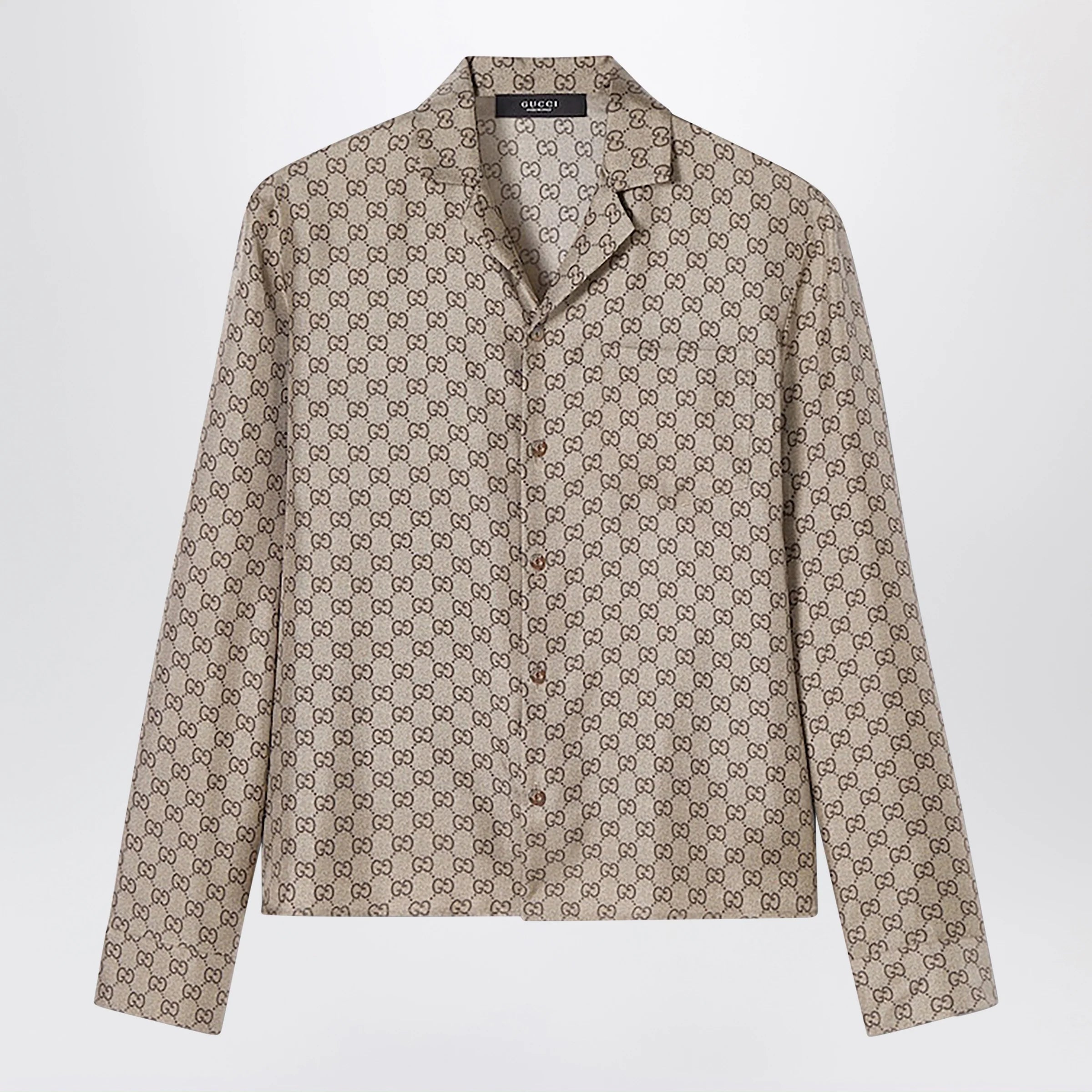 GUCCI Bowling shirt in silk twill with all-over GG print