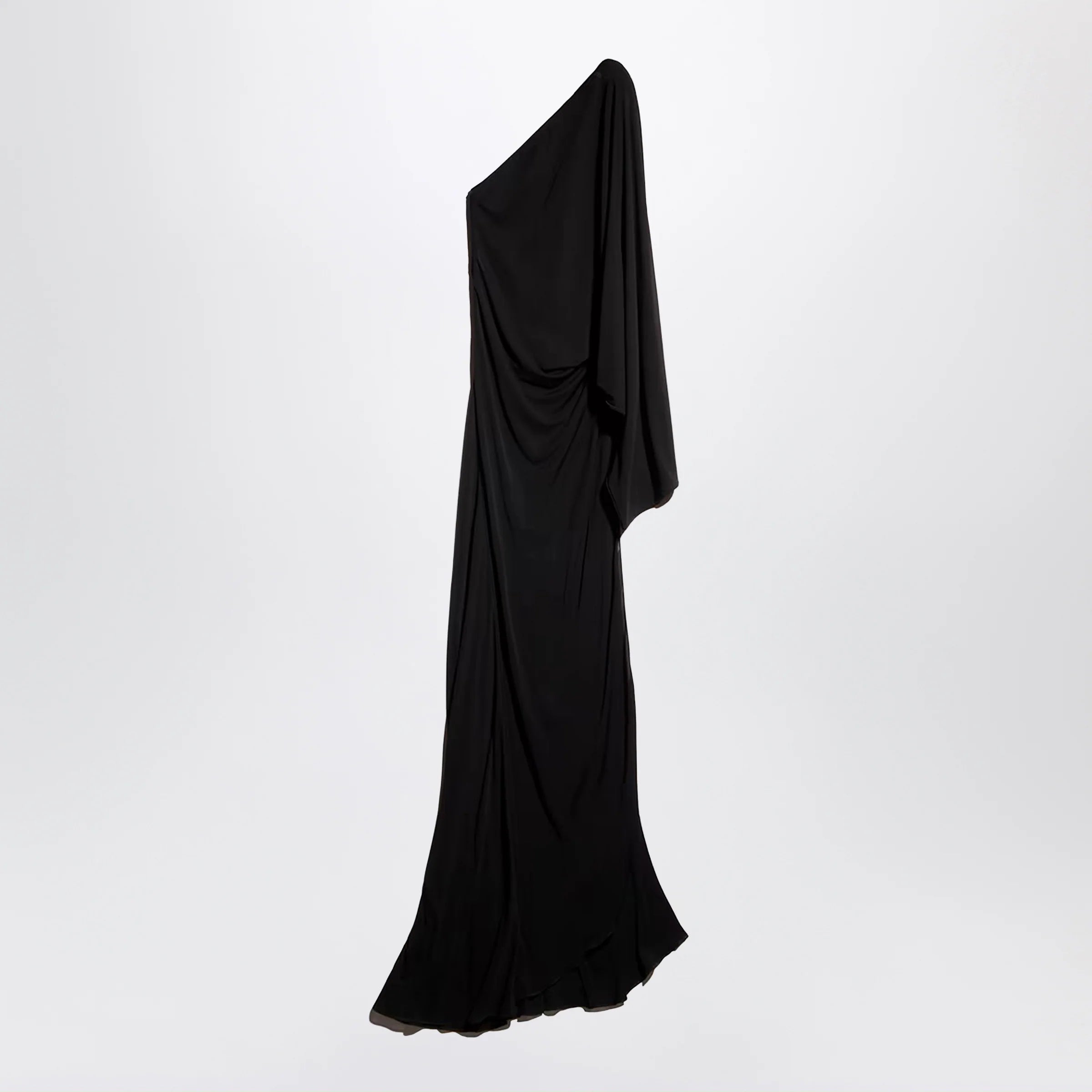 GUCCI Long one-shoulder dress in black viscose jersey