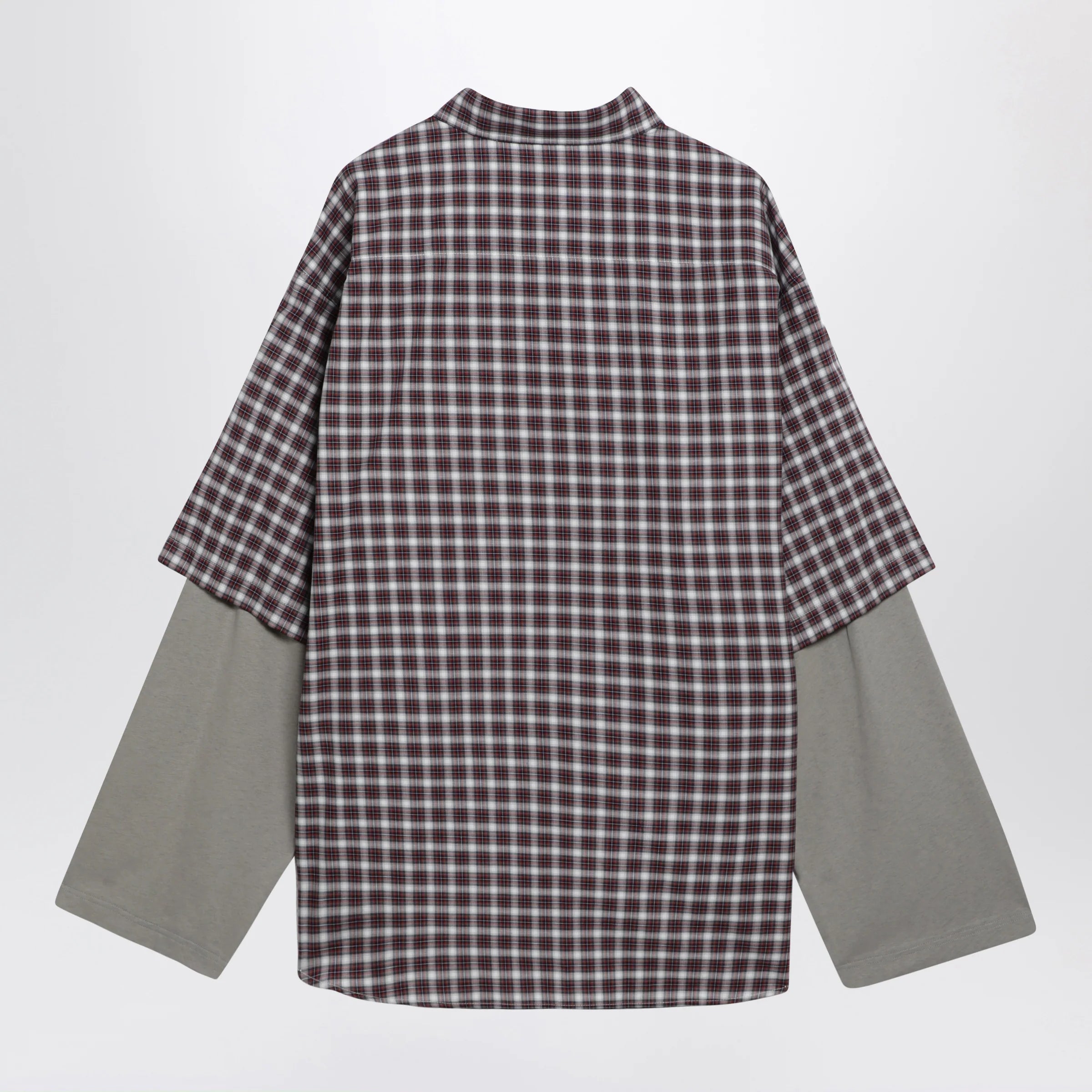 Balenciaga Wrong Sleeve shirt in red/navy check poplin