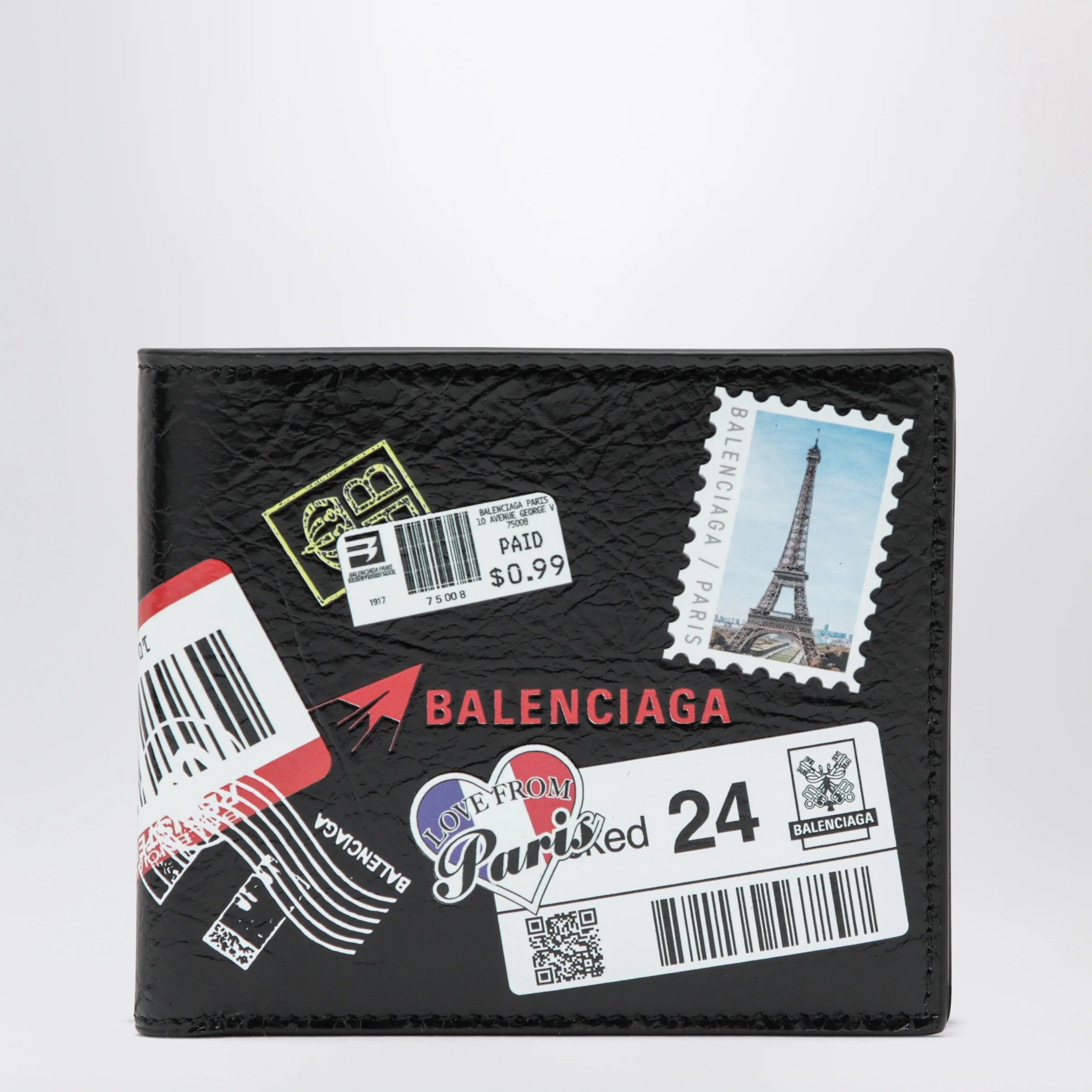 Balenciaga Cash folded square lambskin wallet in black