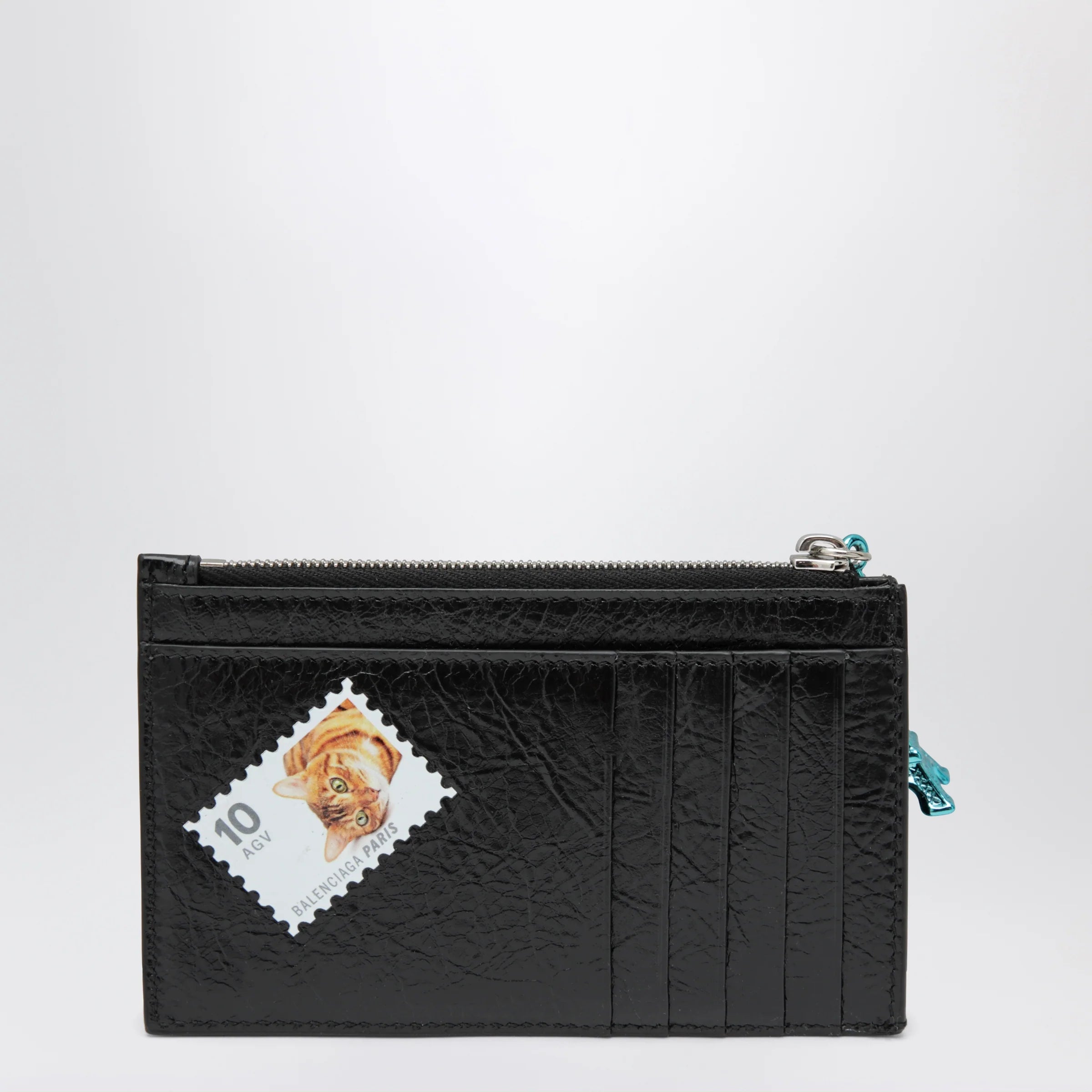 Balenciaga Cash black leather coin purse with card holder