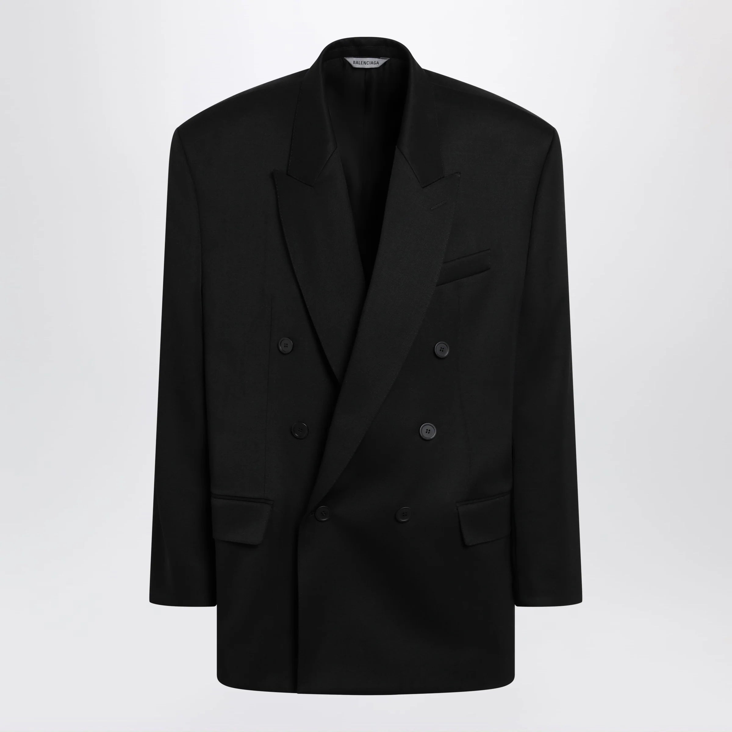 Balenciaga Double-breasted oversized wool blazer in black