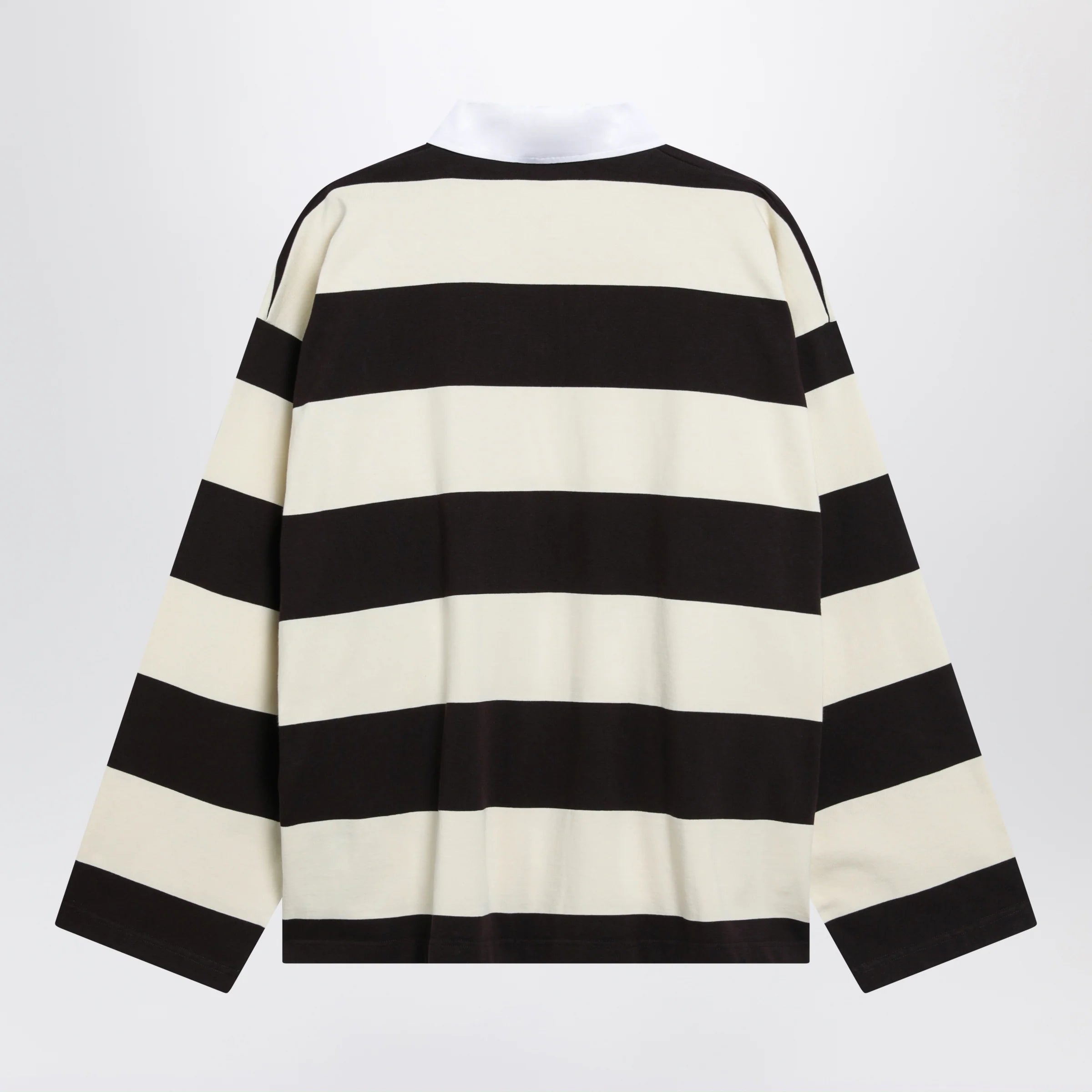 Balenciaga Striped jersey polo shirt in cotton, brown