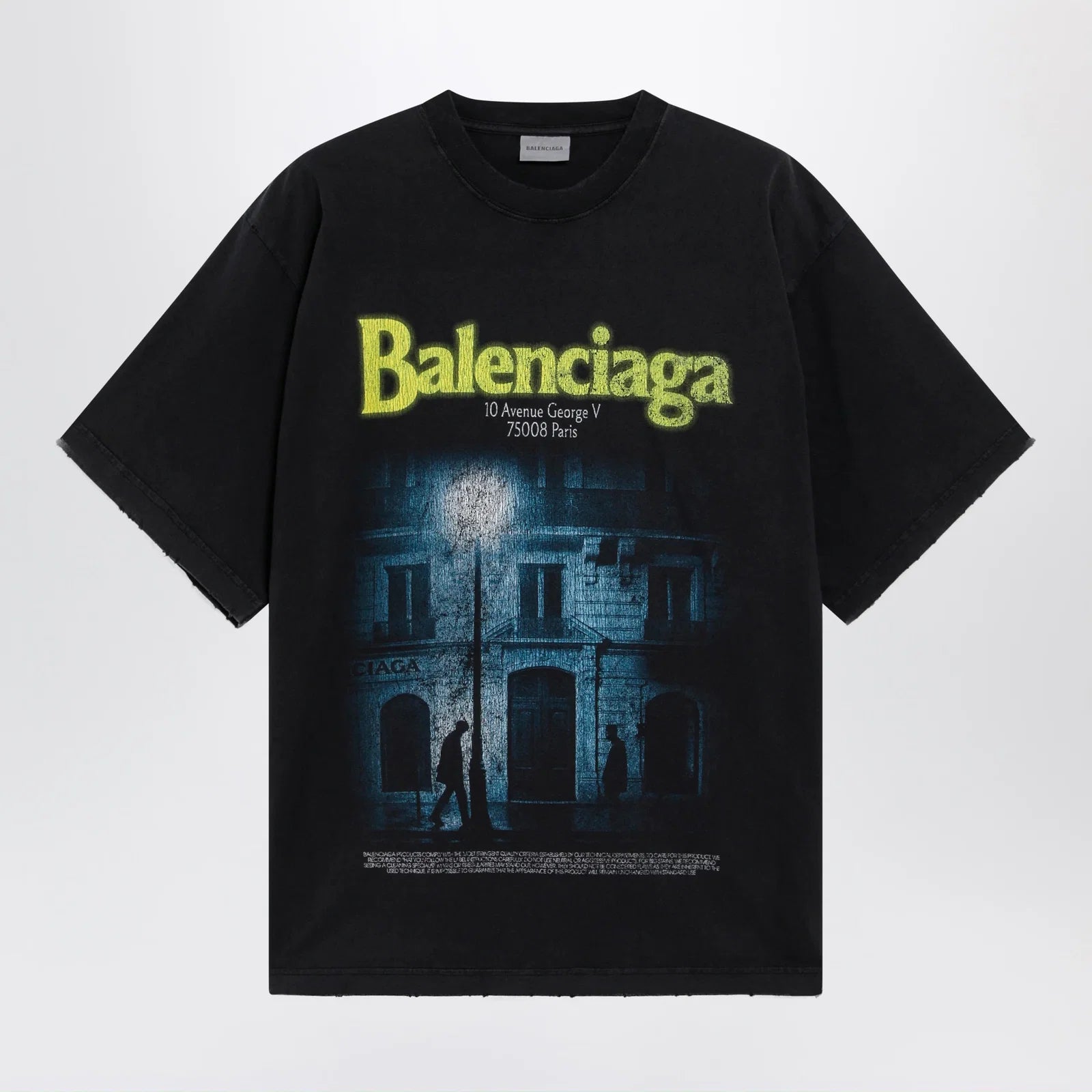 Balenciaga Black faded oversized T-shirt with logo print