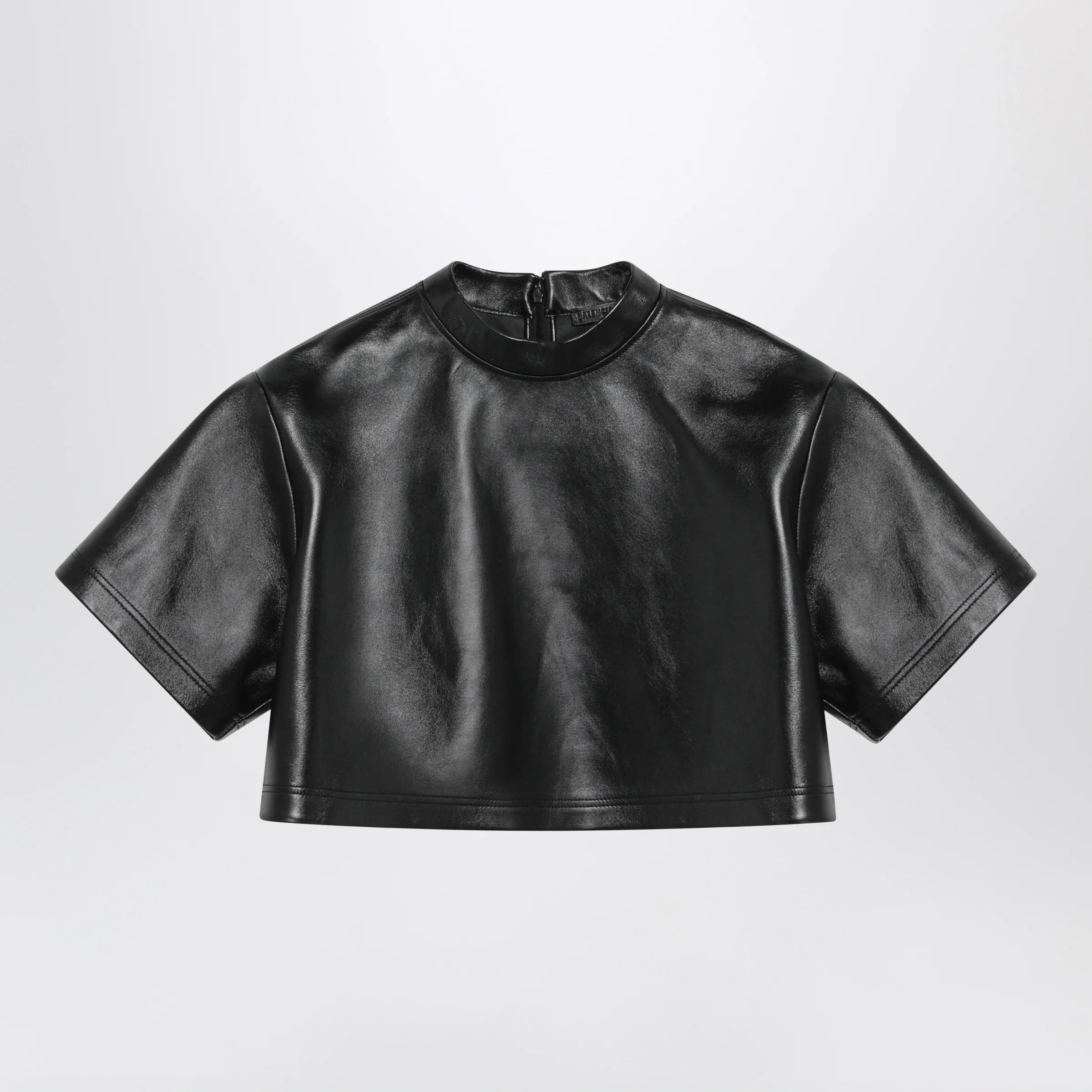 Balenciaga Black Cropped Leather Top