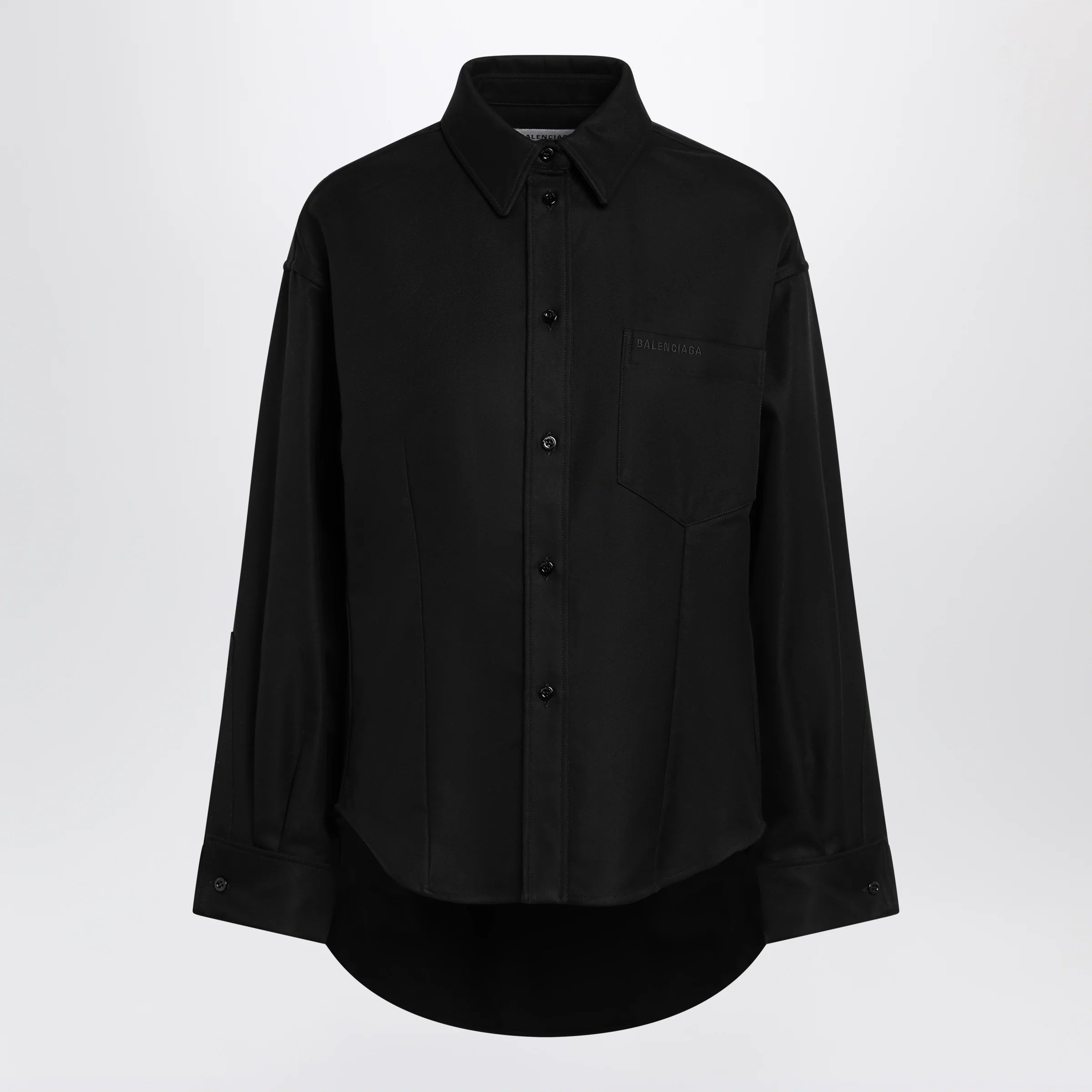 Balenciaga Classic cocoon shirt in double cotton, black