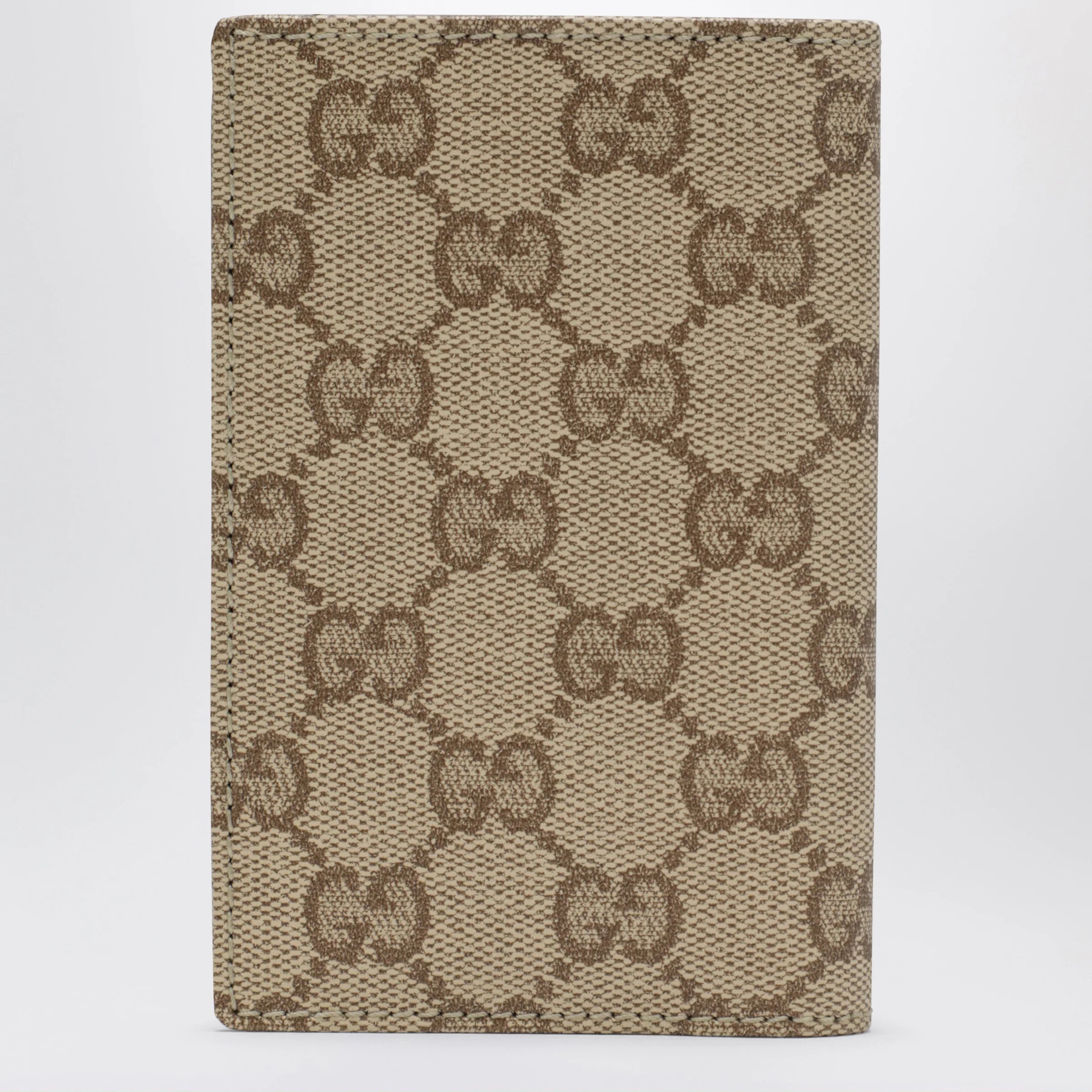 GUCCI Essence Classic card holder in sand beige GG fabric