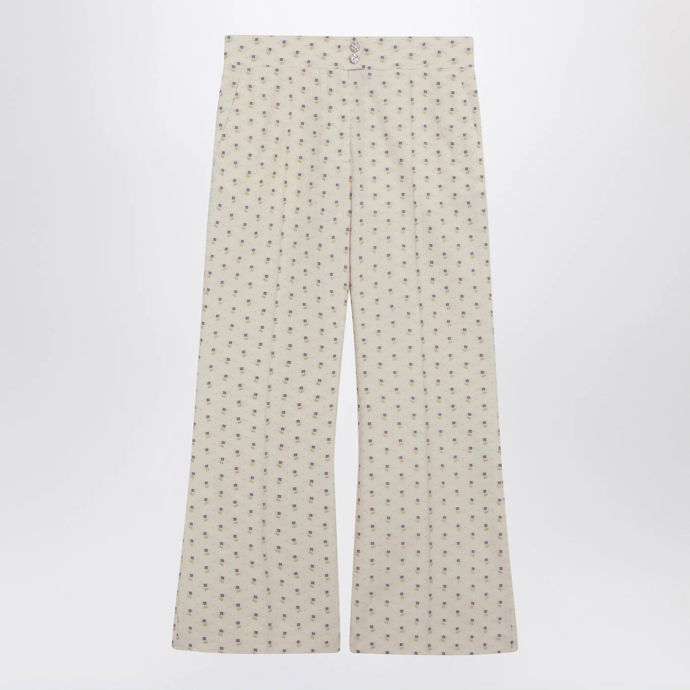 Valentino Ivory trousers with floral pattern