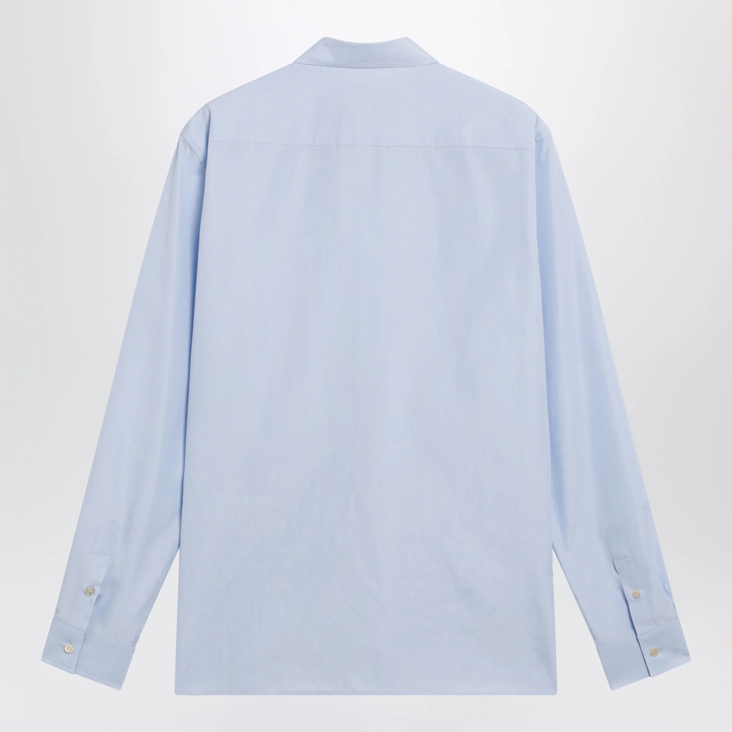 Valentino Light blue fil-à-fil cotton shirt with VLogo embroidery