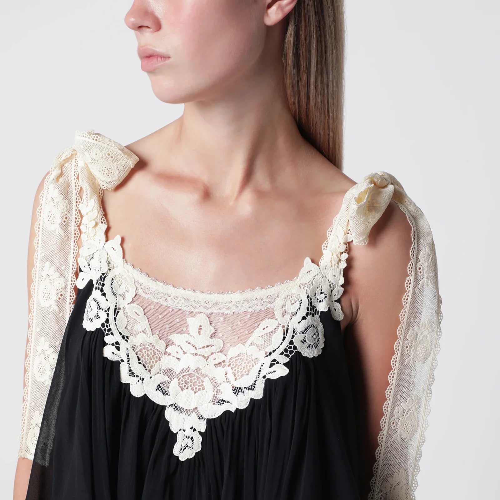 ZIMMERMANN Roselight top in black cotton and silk