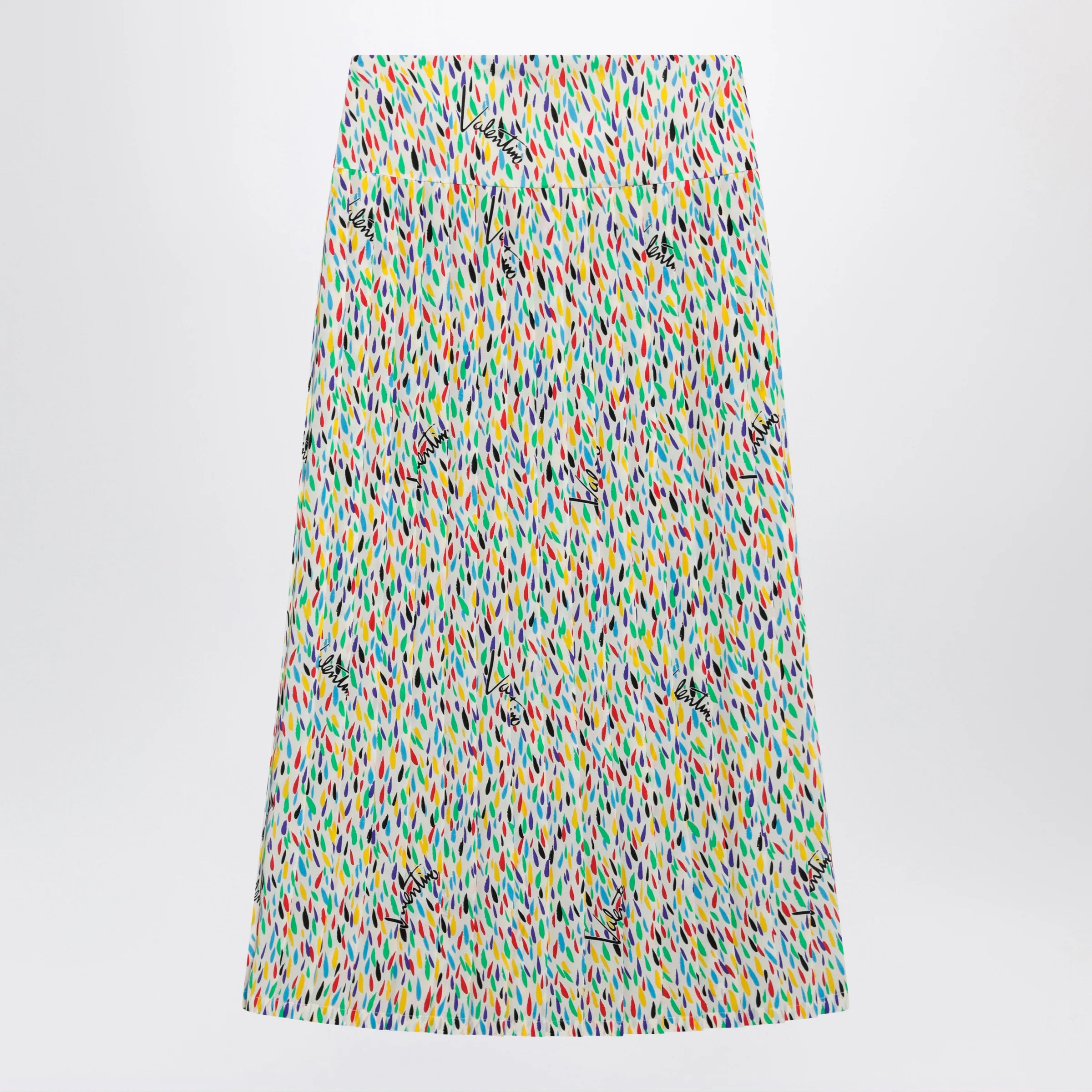 Valentino Multicolored pleated silk midi skirt