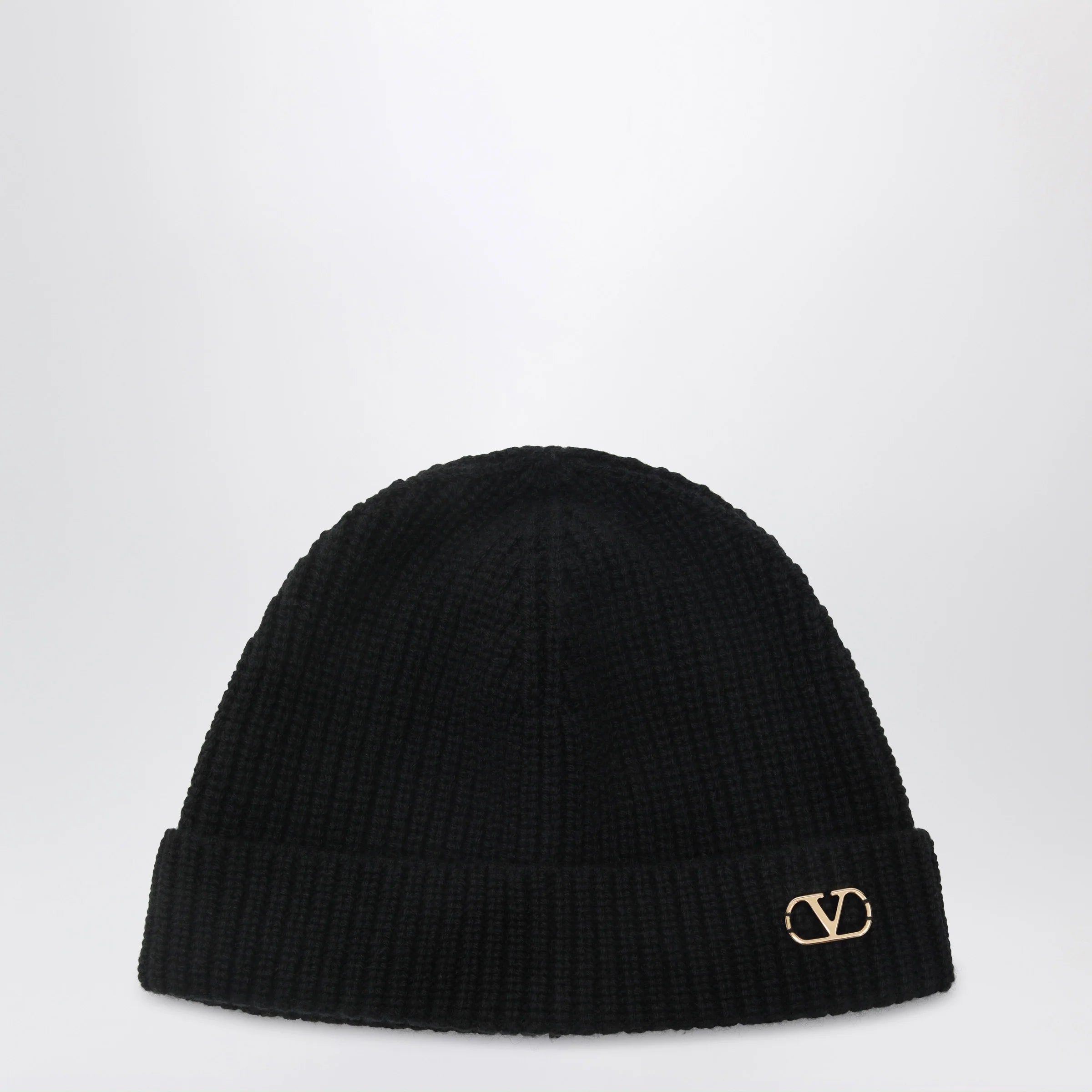 Valentino Garavani Black Vlogo Signature cashmere beanie