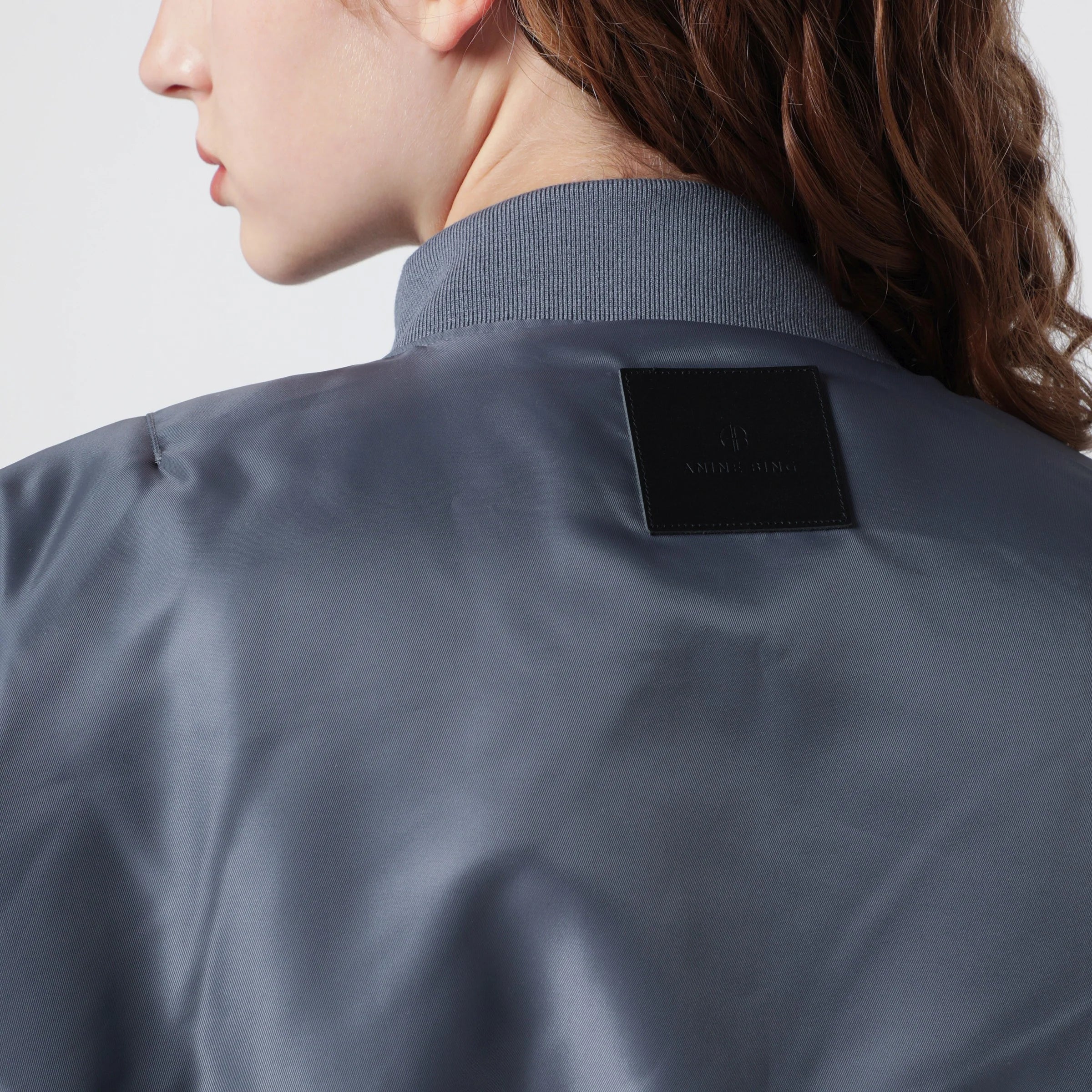 ANINE BING Leon grey cropped bomber jacket