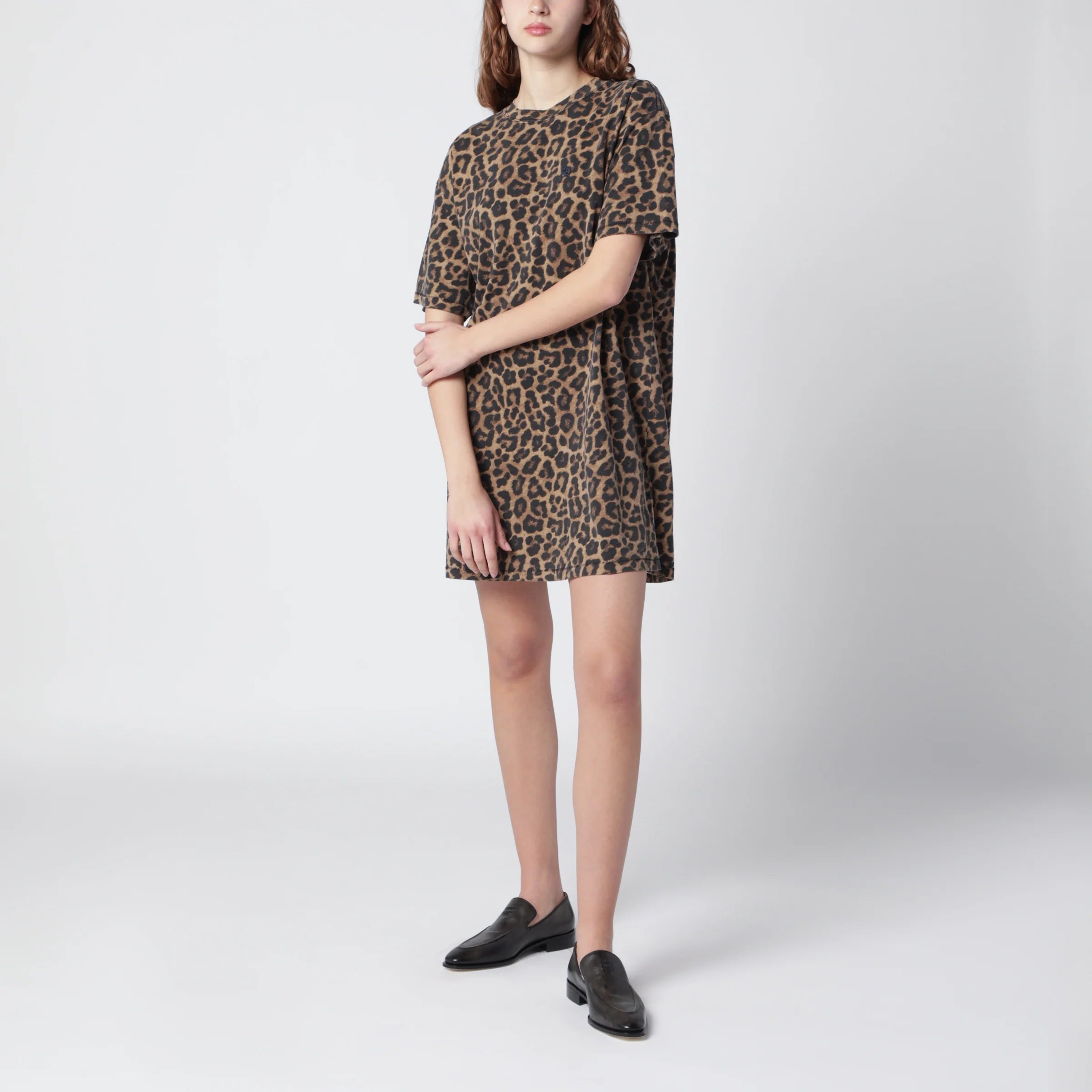 ANINE BING Beth mini dress in leopard-print cotton