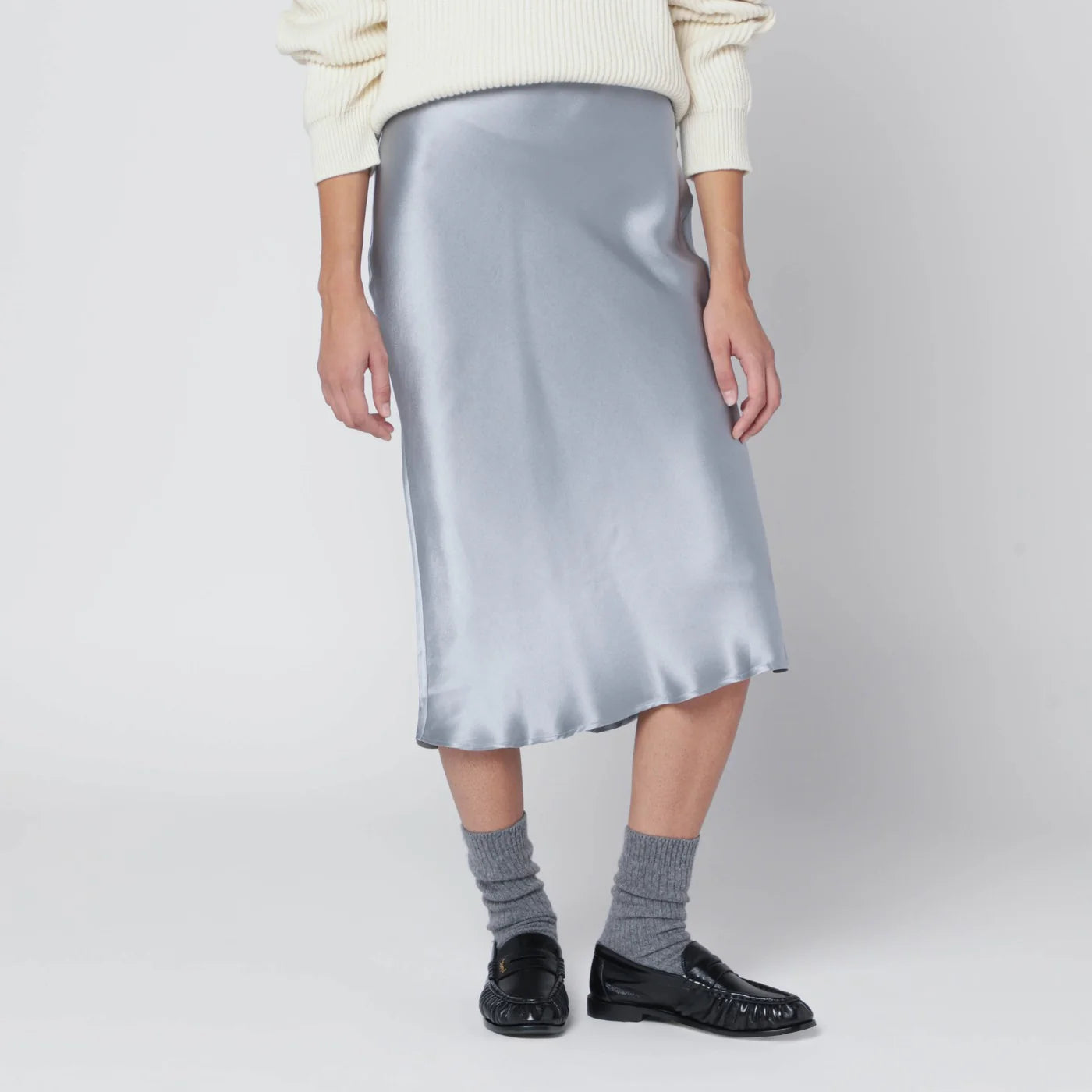 ANINE BING Pastel blue silk midi skirt